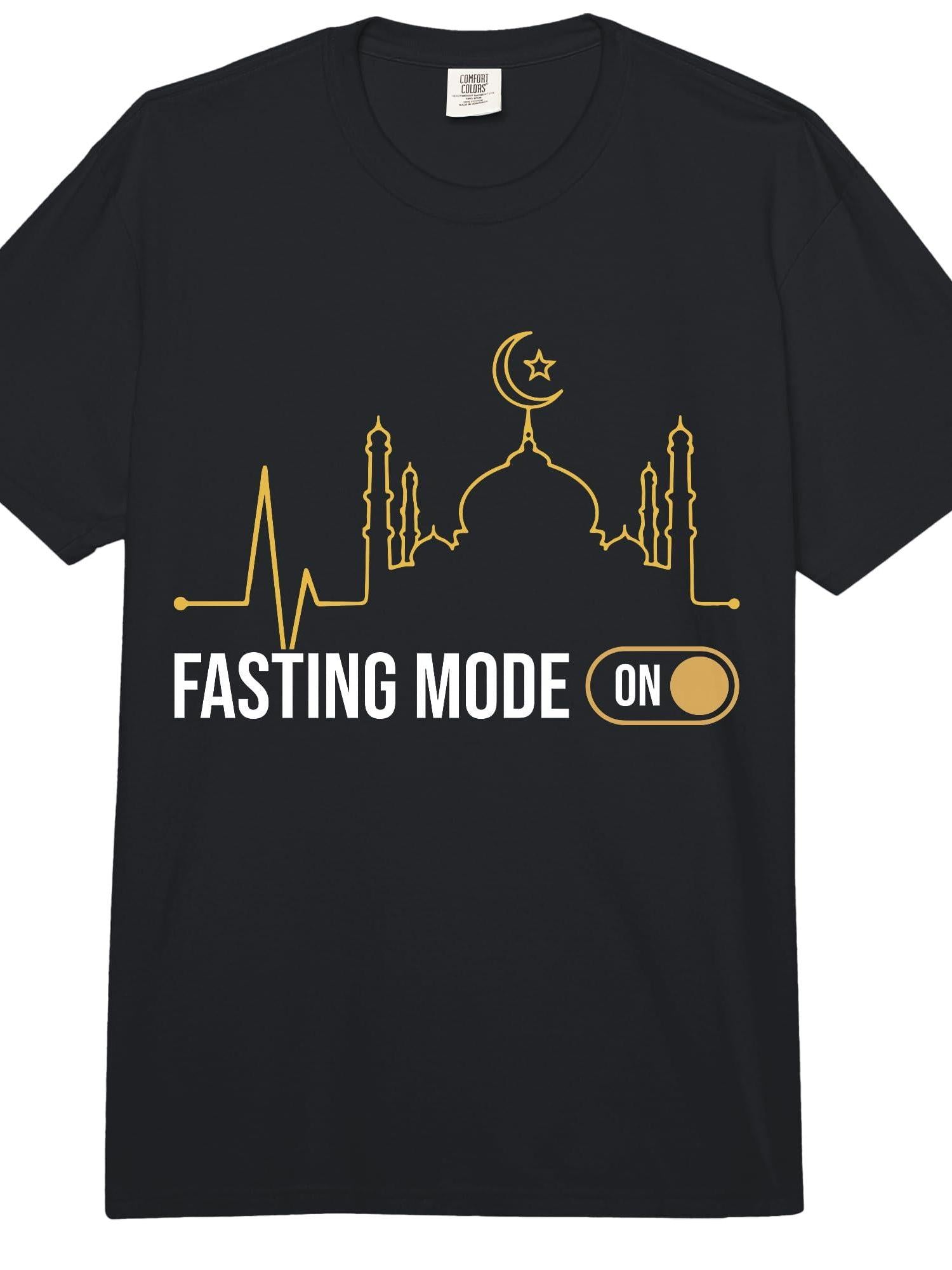 Fasting Mode On Ramadan Kareem Fasting Islamic Muslim Comfort Colors Adult Heavyweight T-Shirt Ramadan 180gsm Cotton Round Neck Short Sleeve Men Casual T-Shirt