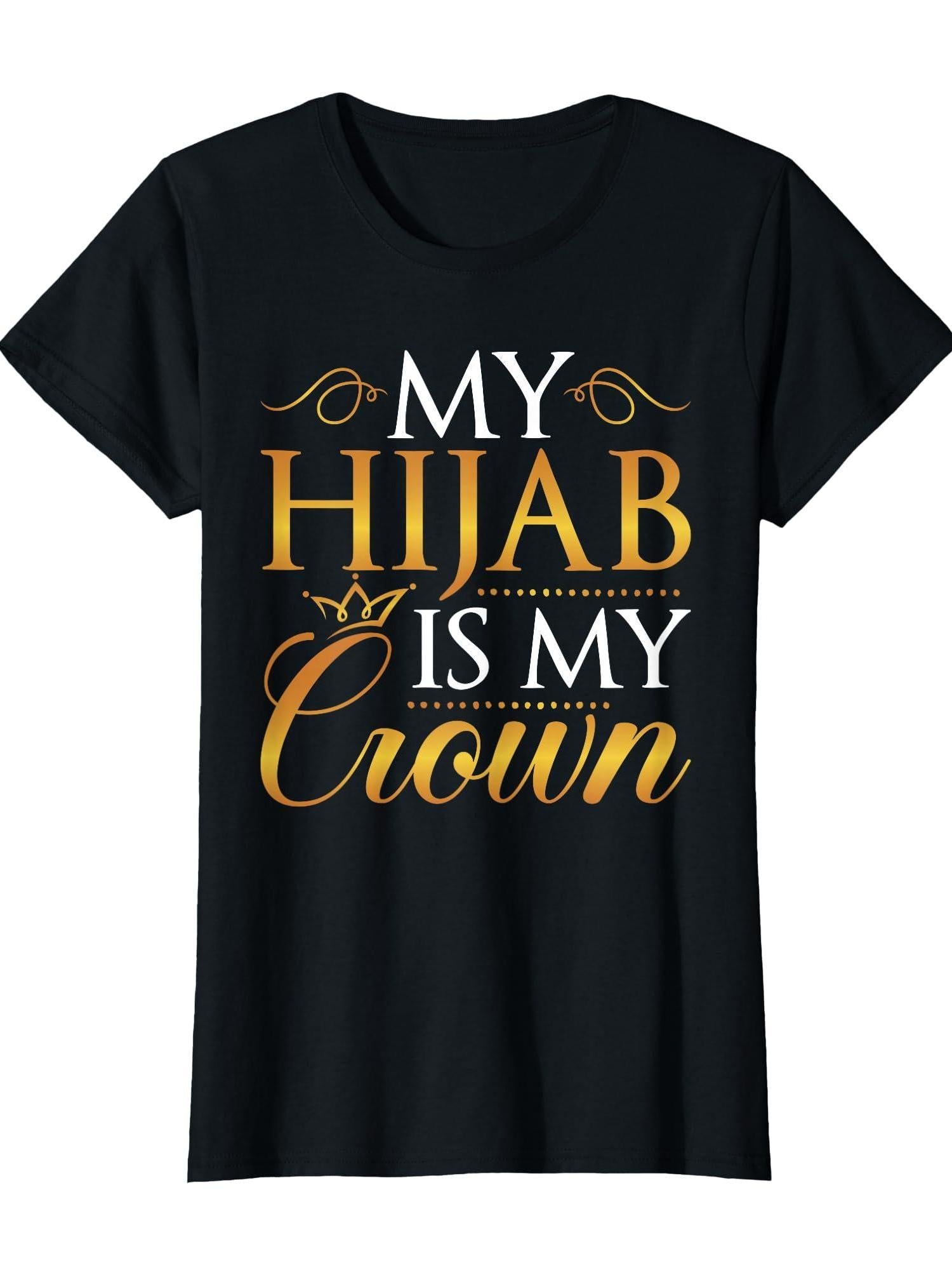My Hijab Is My Crown - Ramadan Muslim Women Girls Islamic T-Shirt Ramadan 180gsm Cotton Round Neck Short Sleeve Men Casual T-Shirt