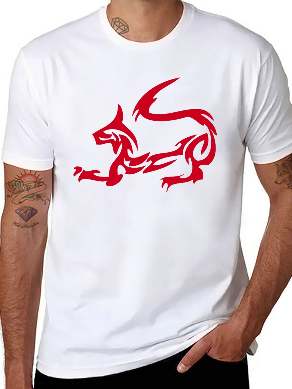 Tribal Dragon Graphic T-Shirt - Black