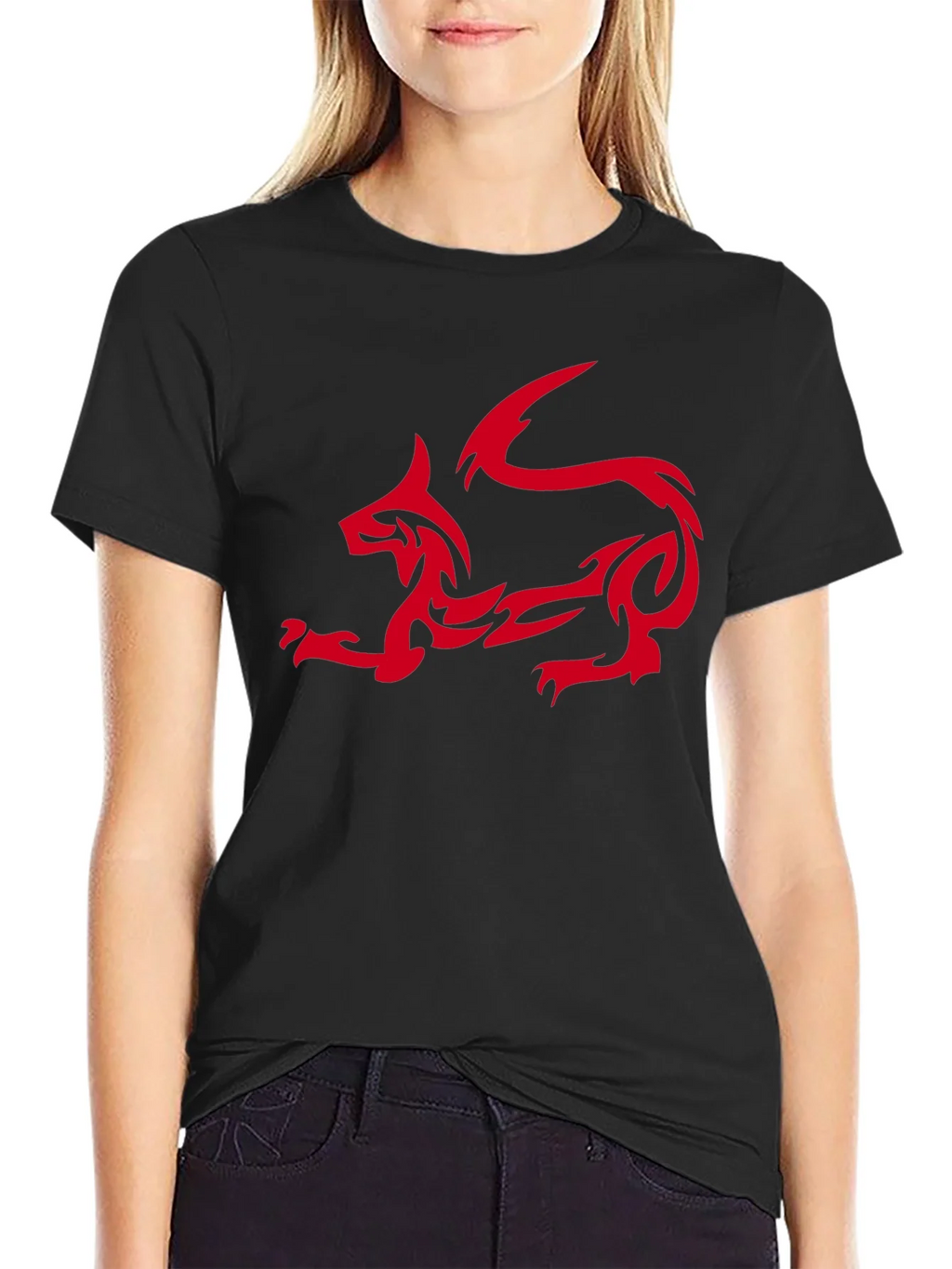 Tribal Dragon Graphic T-Shirt - Black