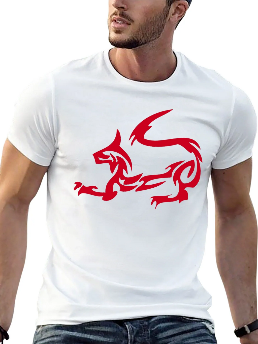 Tribal Dragon Graphic T-Shirt - Black