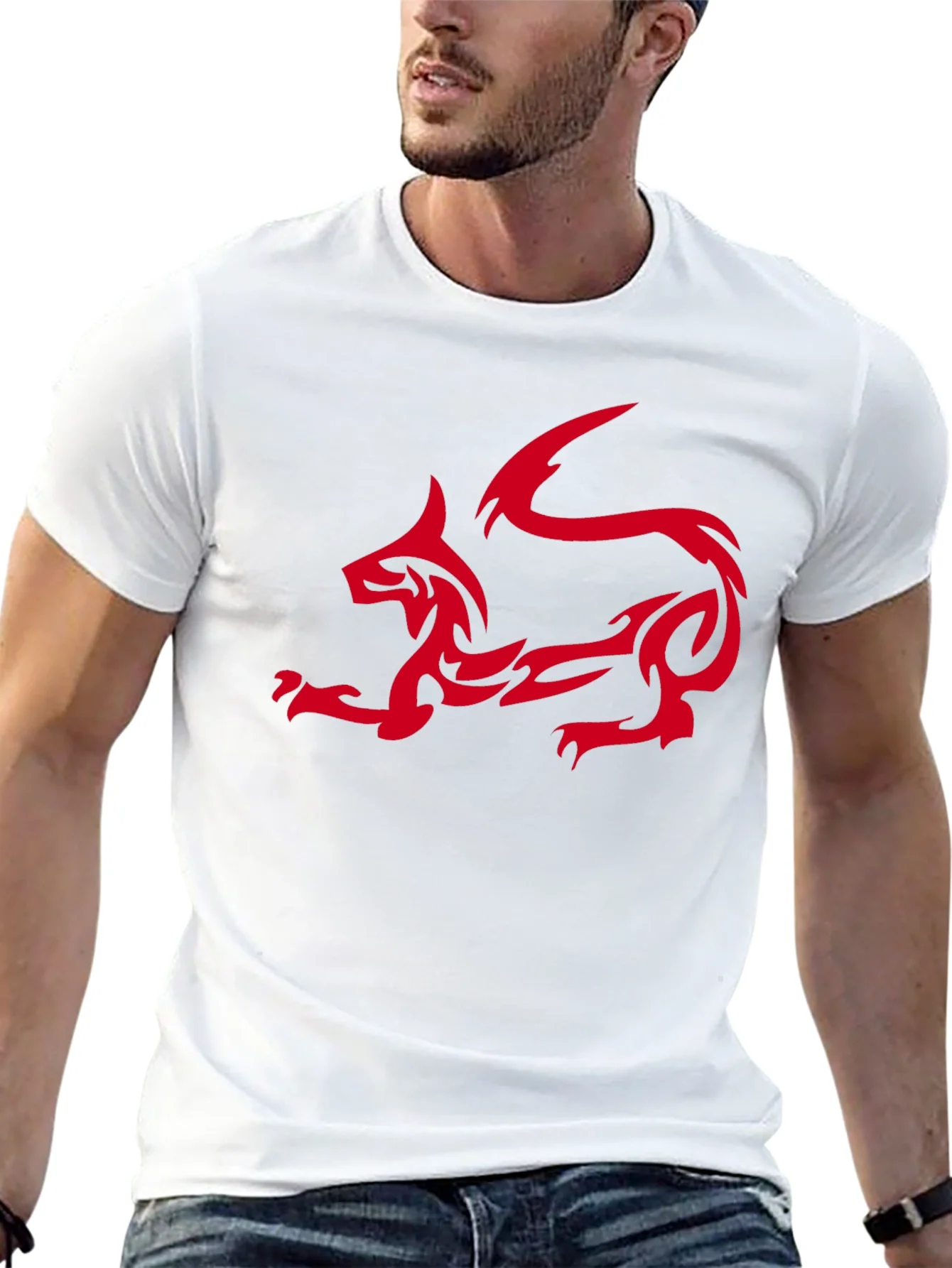 Tribal Dragon Graphic T-Shirt - Black