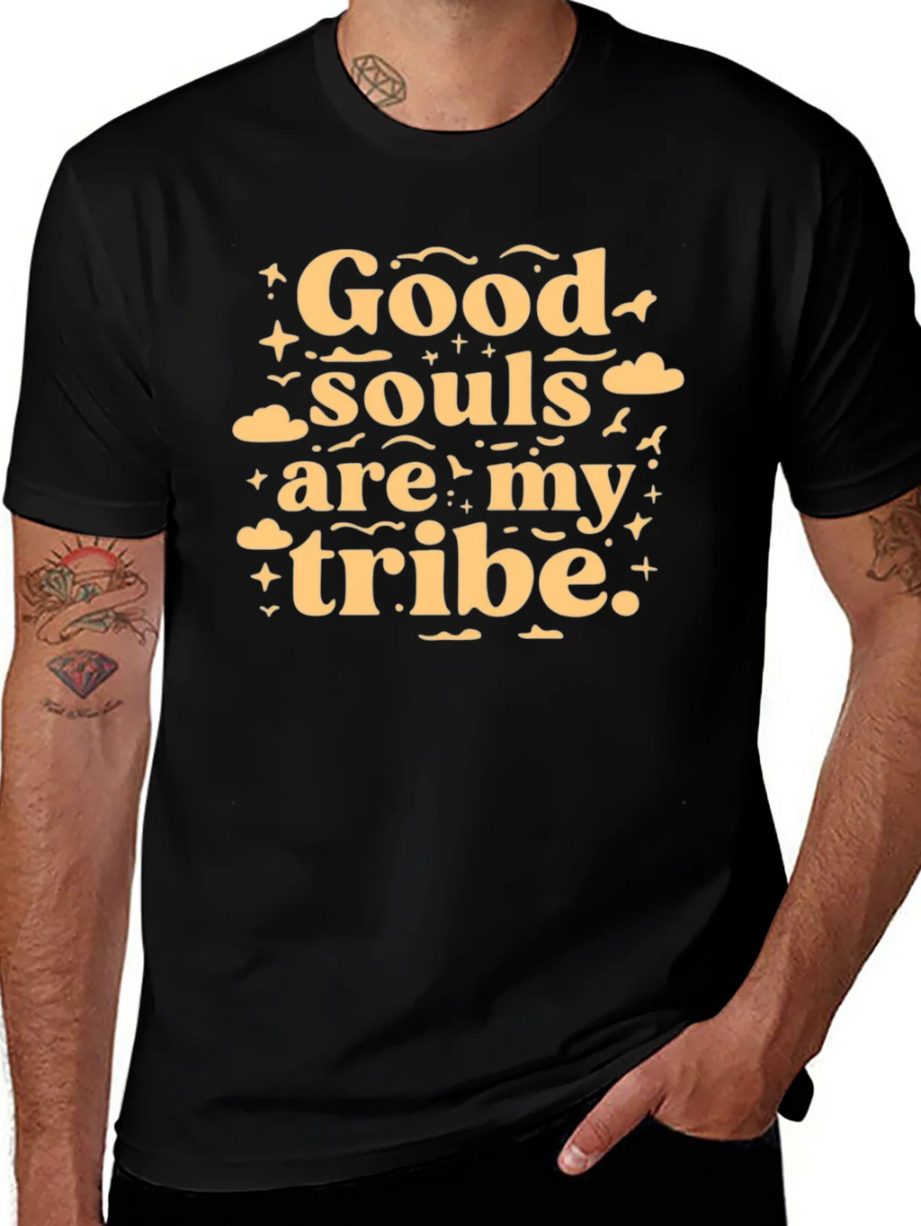Good Souls Tribe Tee - Black Crew Neck T-Shirt