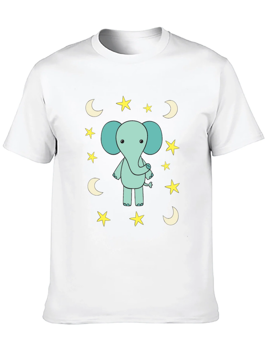 Cute Elephant Starry Night Black T-Shirt