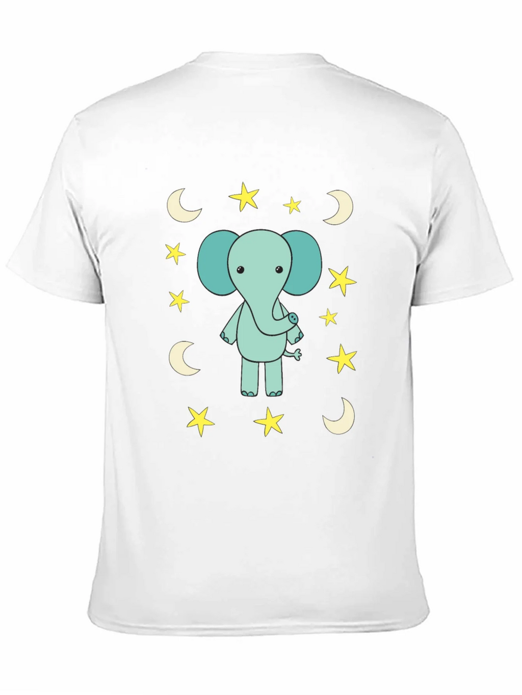Cute Elephant Starry Night Black T-Shirt
