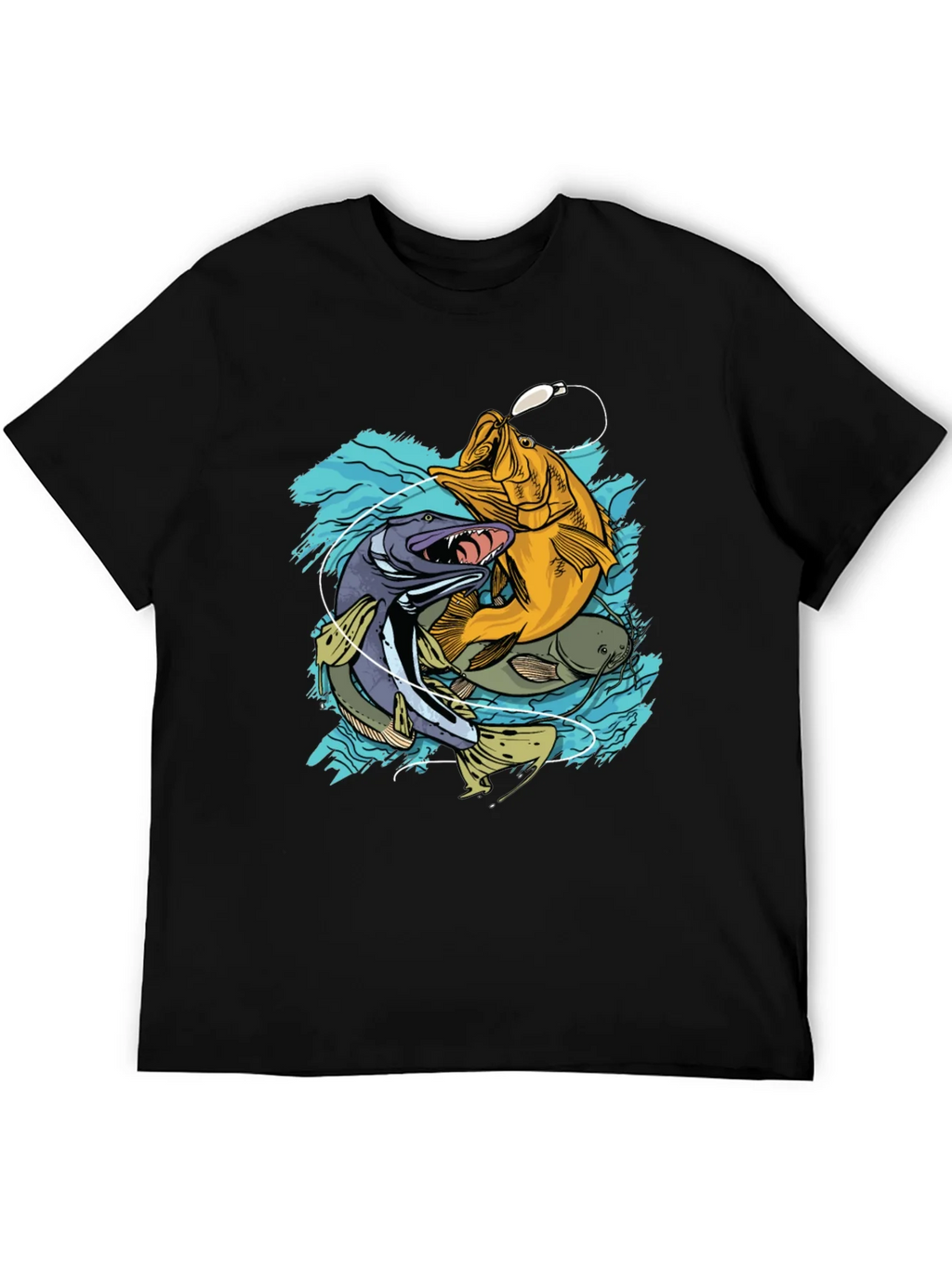 Mens Fishing T-Shirt - Bass Pike Carp Graphic Tee