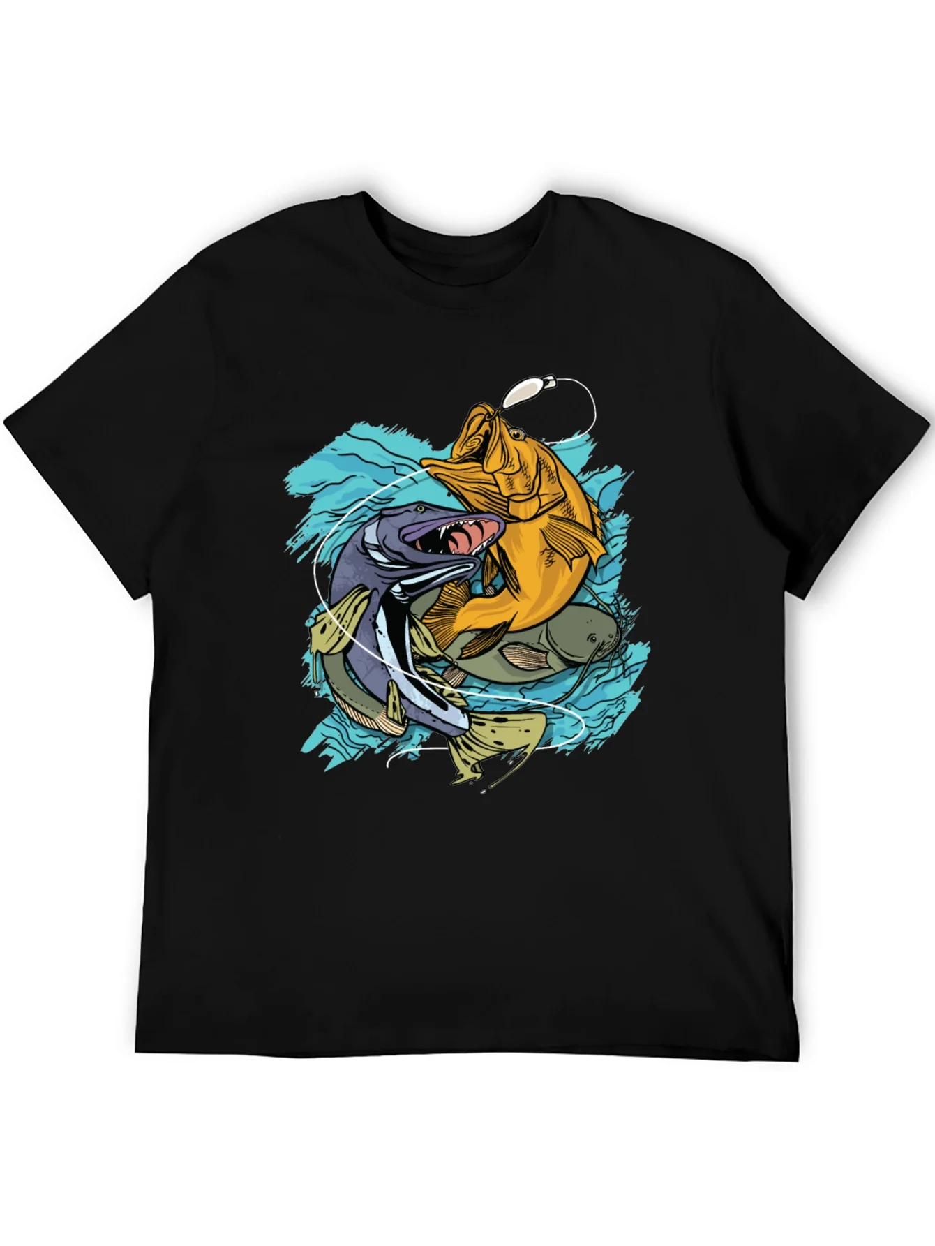 Mens Fishing T-Shirt - Bass Pike Carp Graphic Tee
