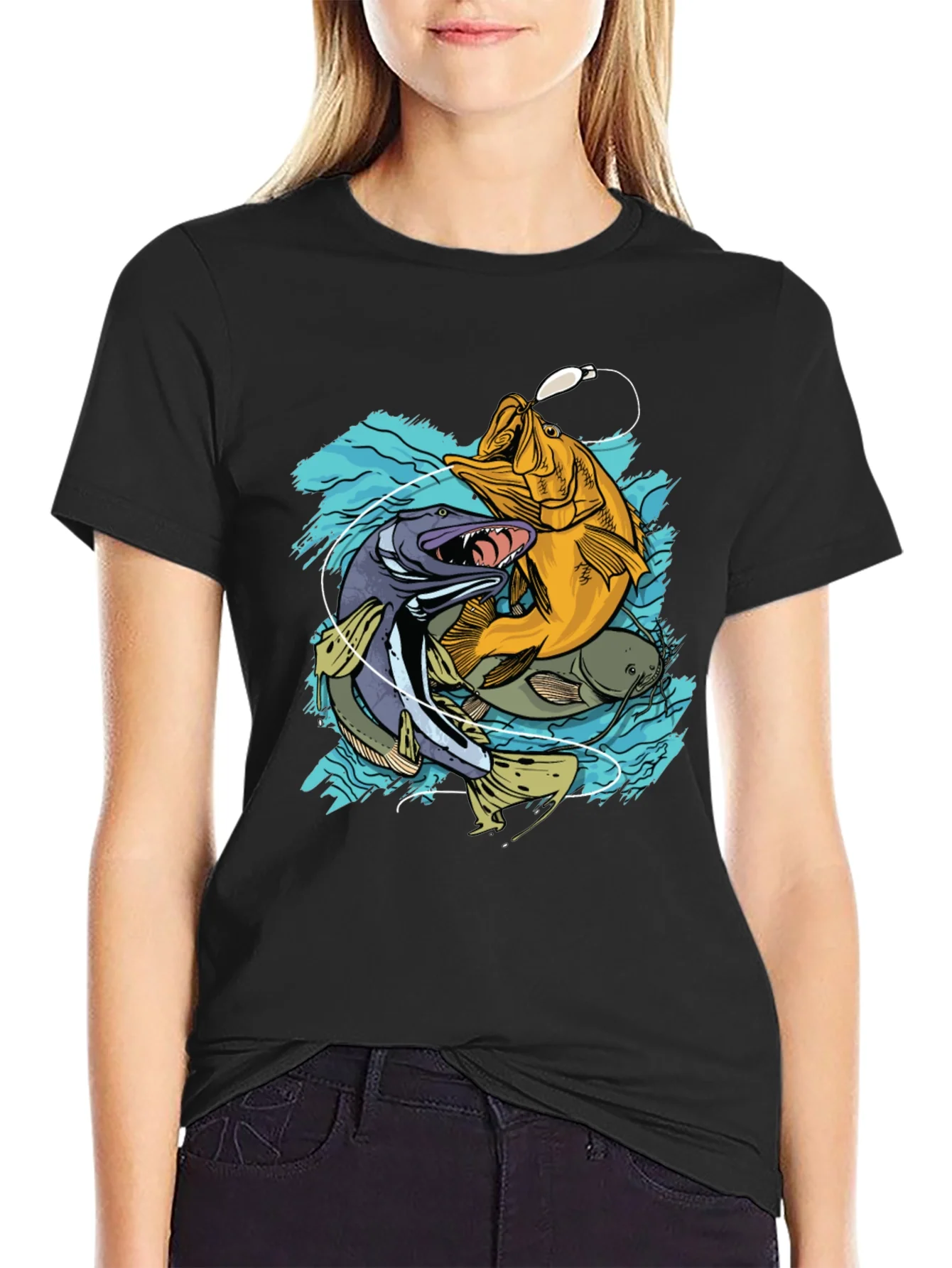 Mens Fishing T-Shirt - Bass Pike Carp Graphic Tee