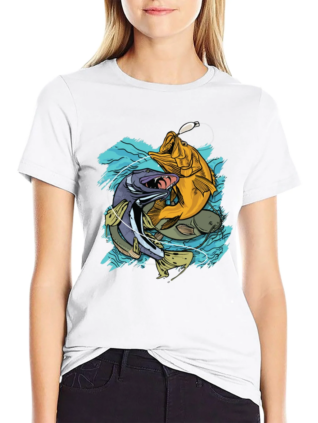 Mens Fishing T-Shirt - Bass Pike Carp Graphic Tee