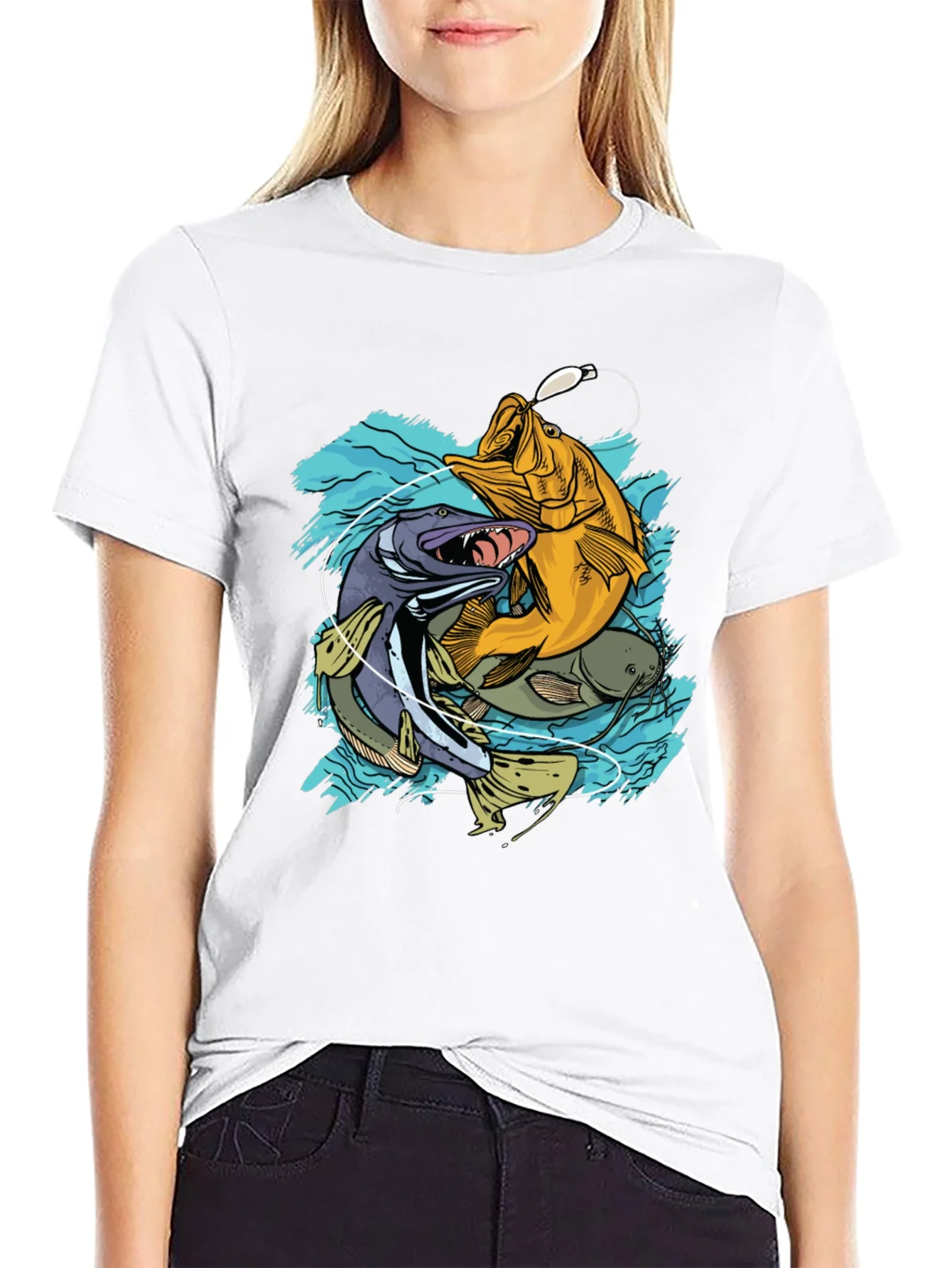 Mens Fishing T-Shirt - Bass Pike Carp Graphic Tee