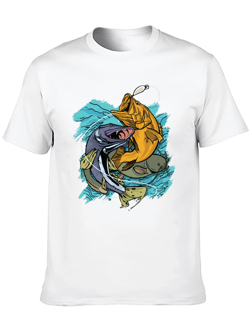 Mens Fishing T-Shirt - Bass Pike Carp Graphic Tee