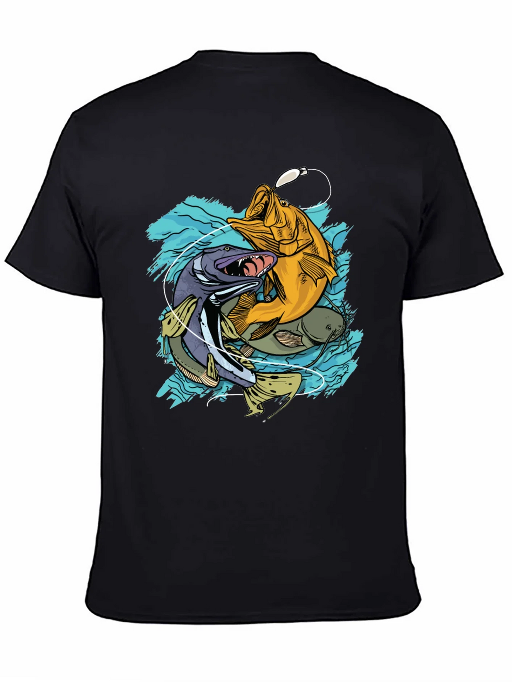 Mens Fishing T-Shirt - Bass Pike Carp Graphic Tee