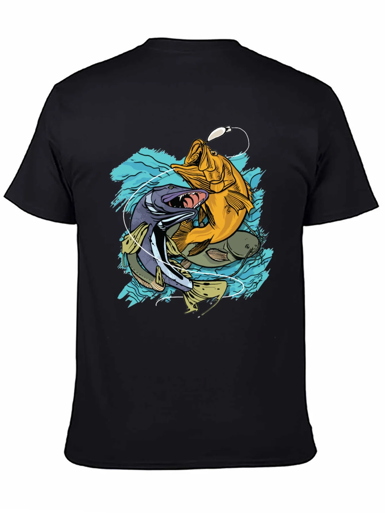 Mens Fishing T-Shirt - Bass Pike Carp Graphic Tee