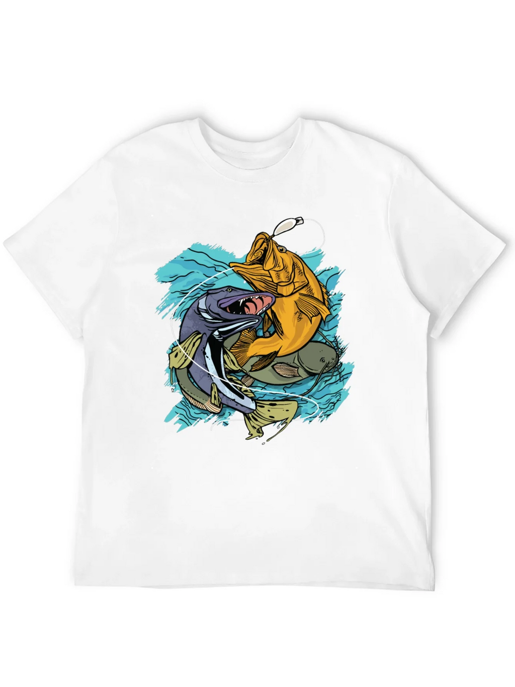 Mens Fishing T-Shirt - Bass Pike Carp Graphic Tee