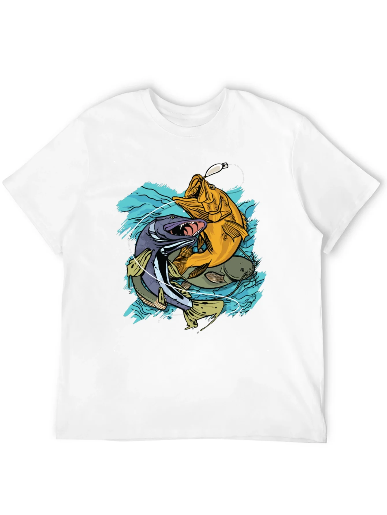 Mens Fishing T-Shirt - Bass Pike Carp Graphic Tee