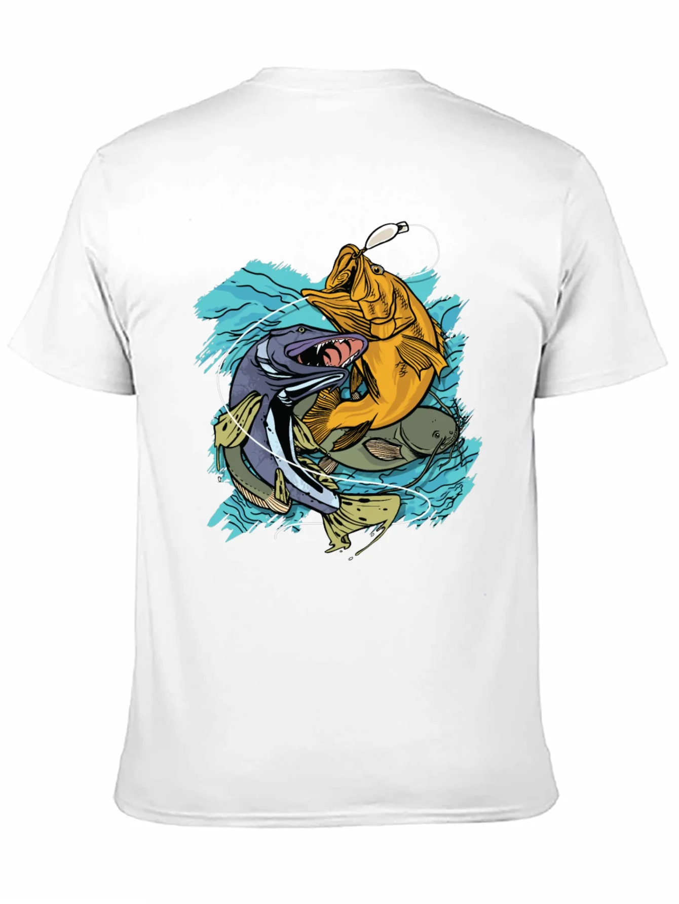 Mens Fishing T-Shirt - Bass Pike Carp Graphic Tee