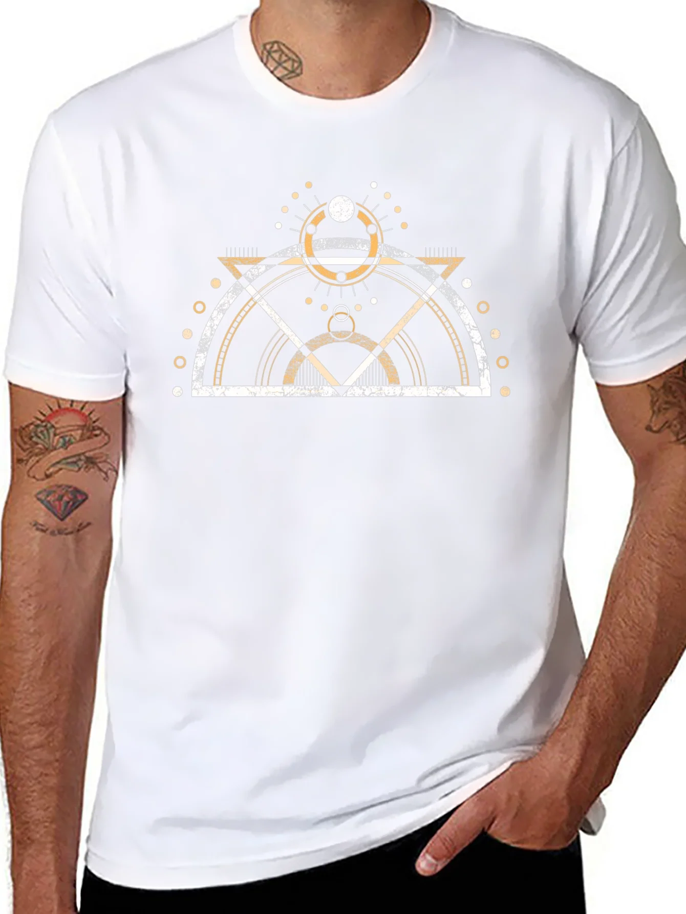Geometric Print Graphic Tee - Modern Design