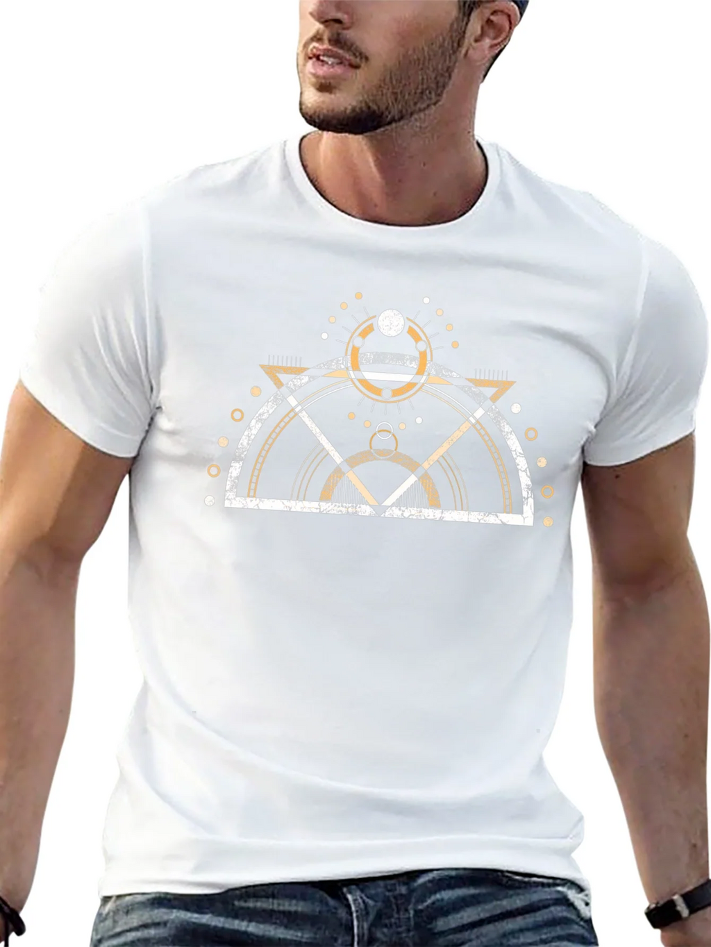Geometric Print Graphic Tee - Modern Design
