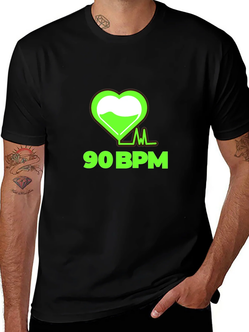 90 BPM Heartbeat Graphic Tee - Black