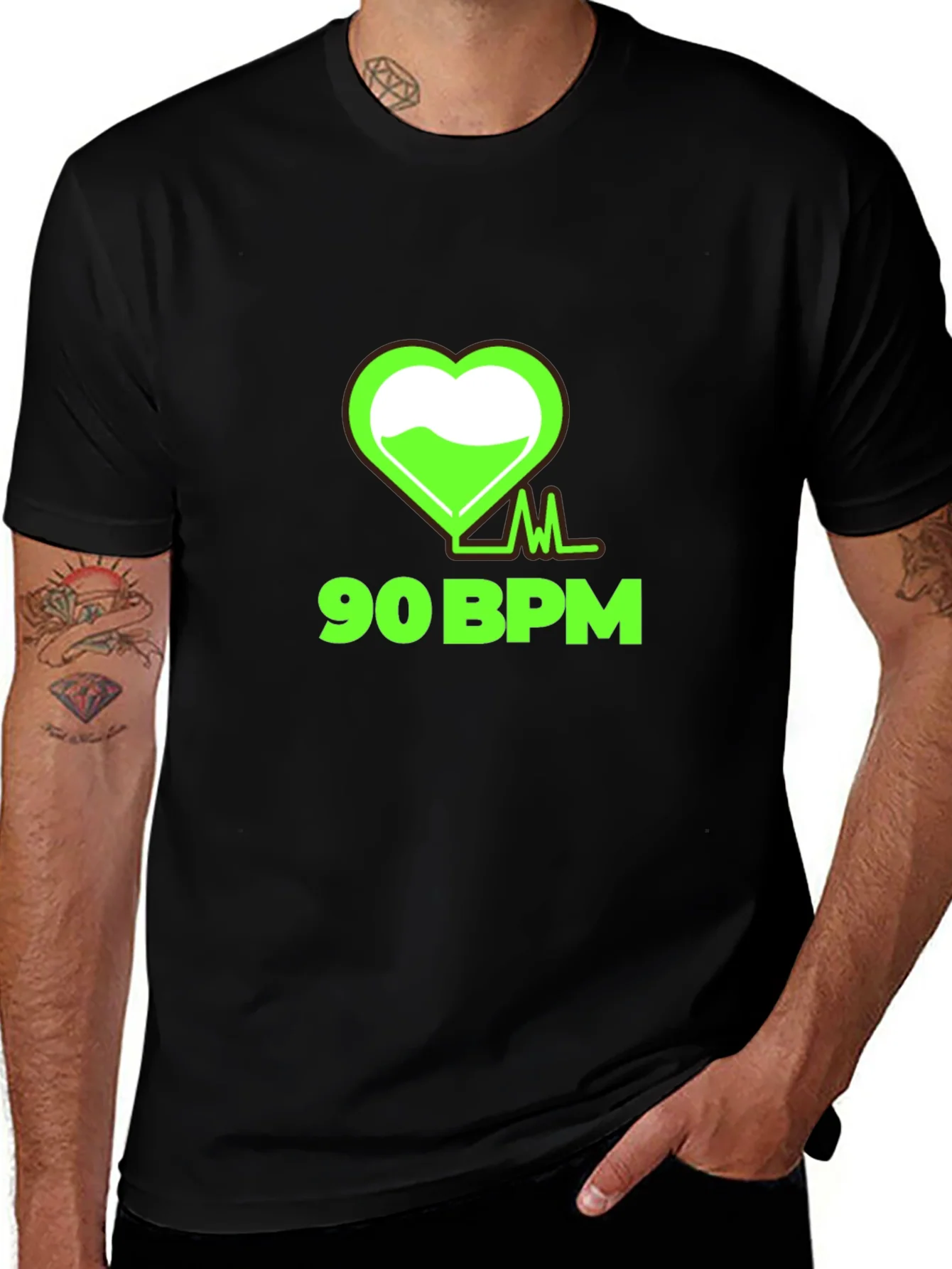 90 BPM Heartbeat Graphic Tee - Black