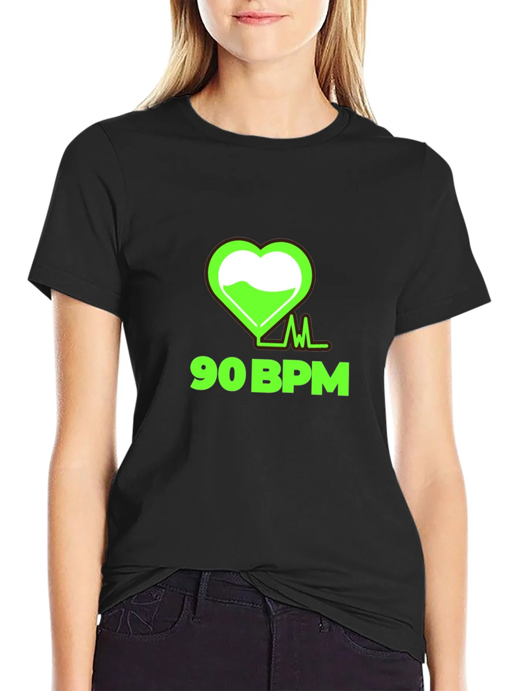 90 BPM Heartbeat Graphic Tee - Black
