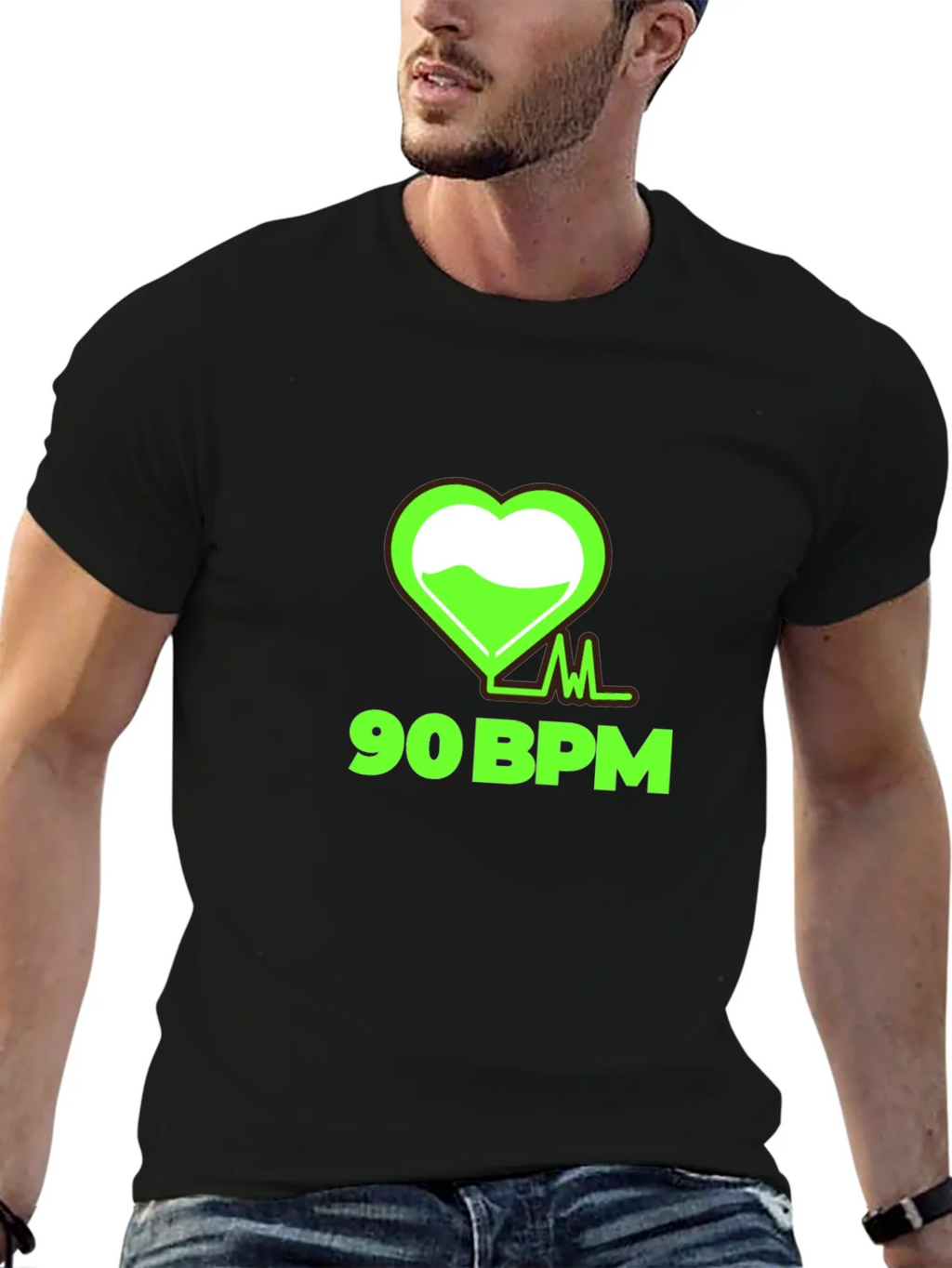 90 BPM Heartbeat Graphic Tee - Black