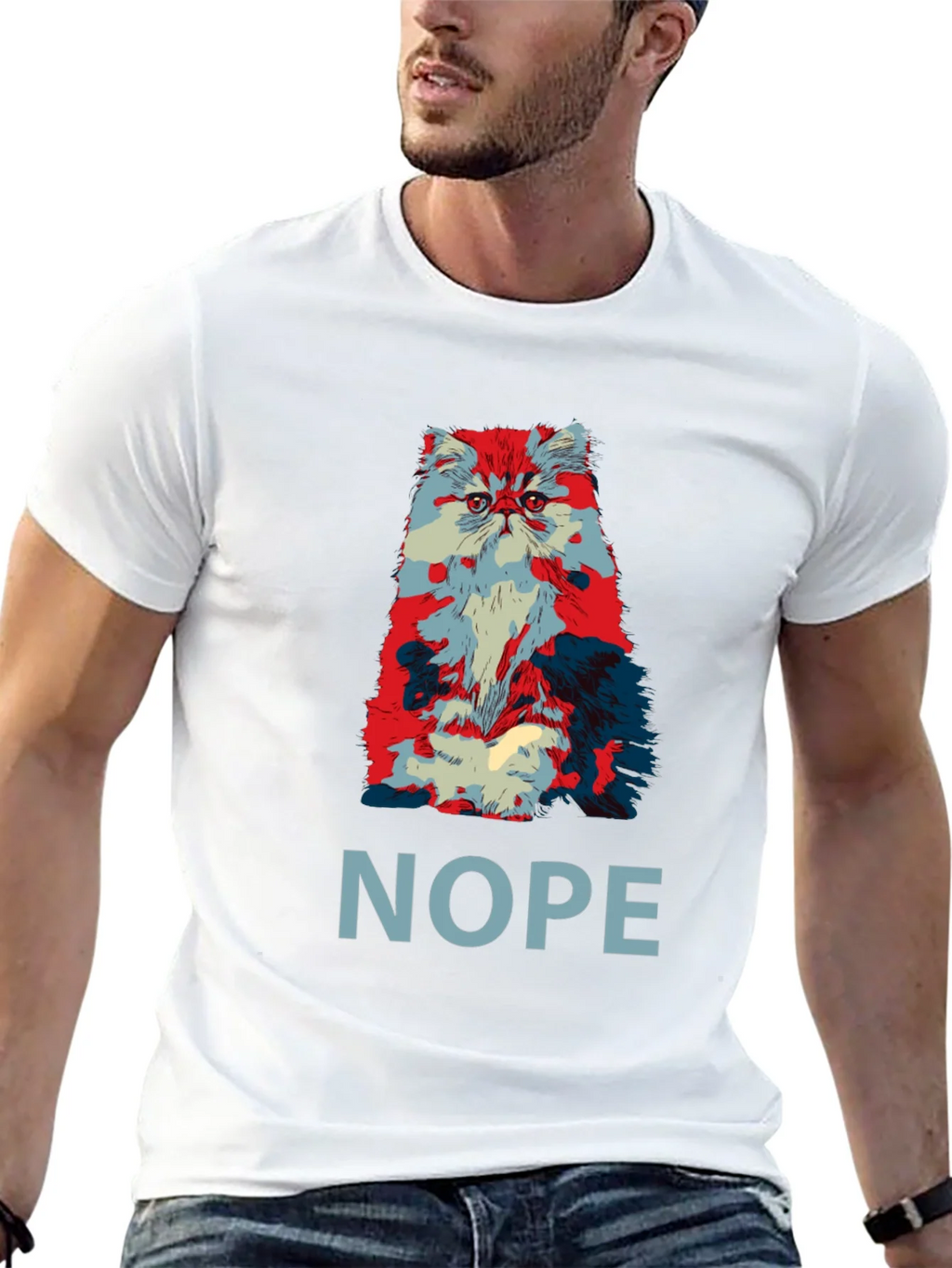 Nope Cat Graphic T-Shirt - Unisex Crew Neck Tee