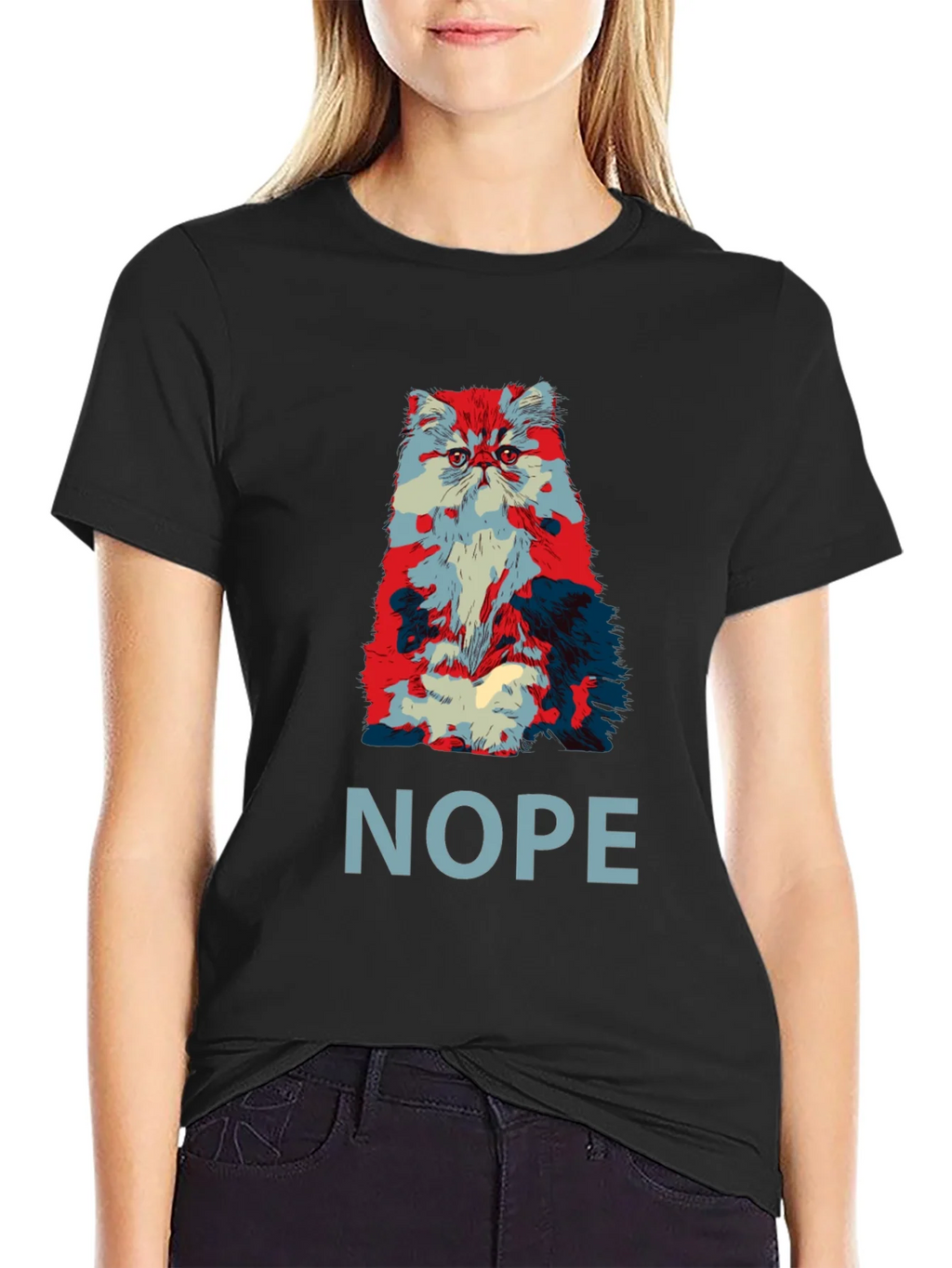 Nope Cat Graphic T-Shirt - Unisex Crew Neck Tee