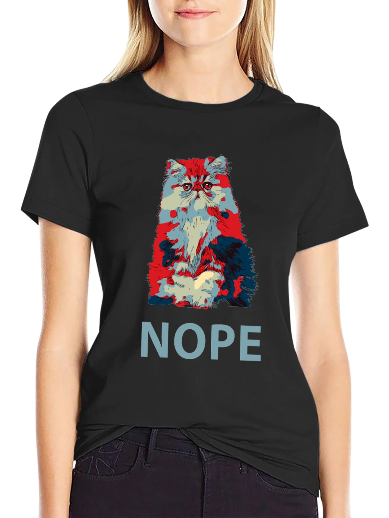 Nope Cat Graphic T-Shirt - Unisex Crew Neck Tee