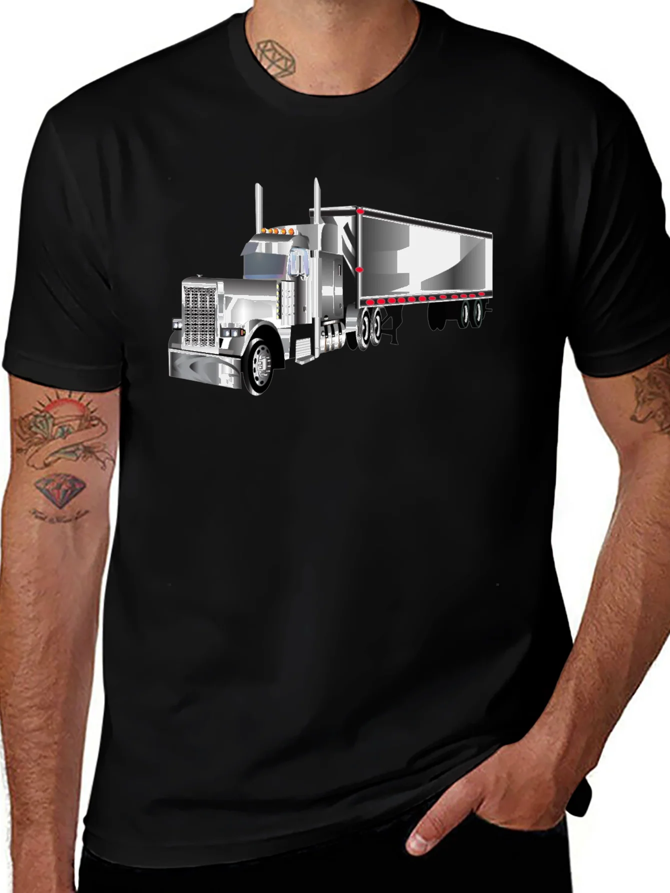 Trucker T-Shirt - Black Graphic Tee