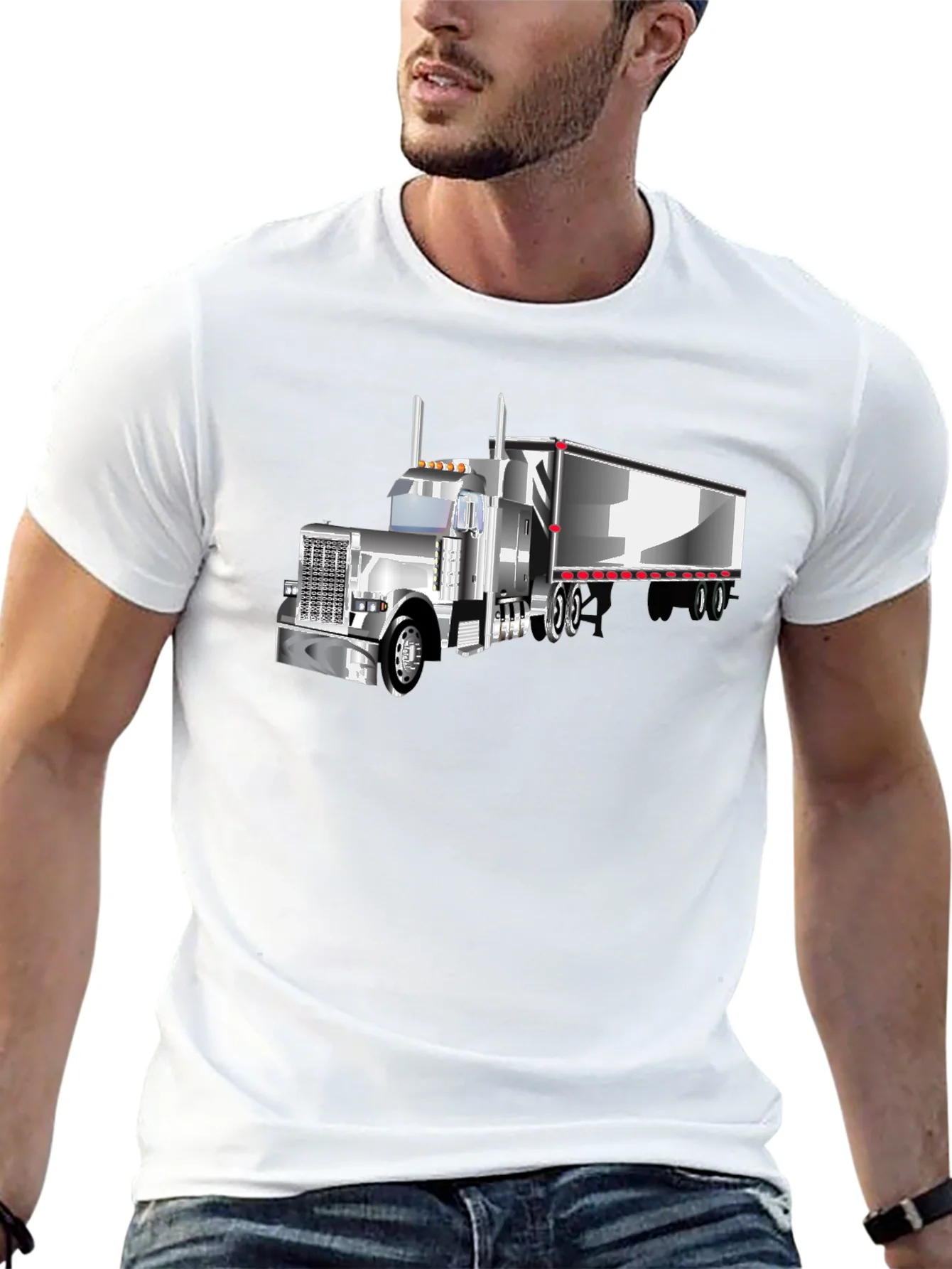 Trucker T-Shirt - Black Graphic Tee