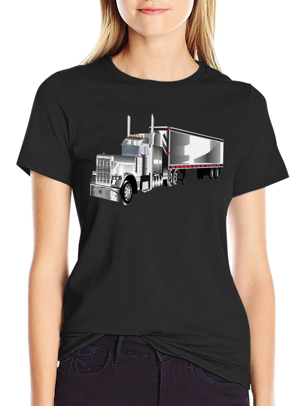 Trucker T-Shirt - Black Graphic Tee