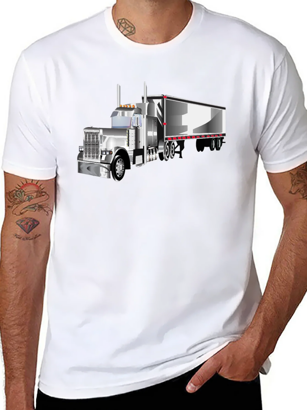 Trucker T-Shirt - Black Graphic Tee