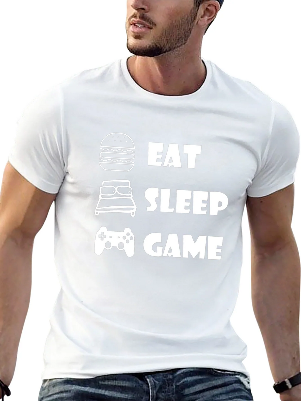 Eat Sleep Game Black Graphic T-Shirt