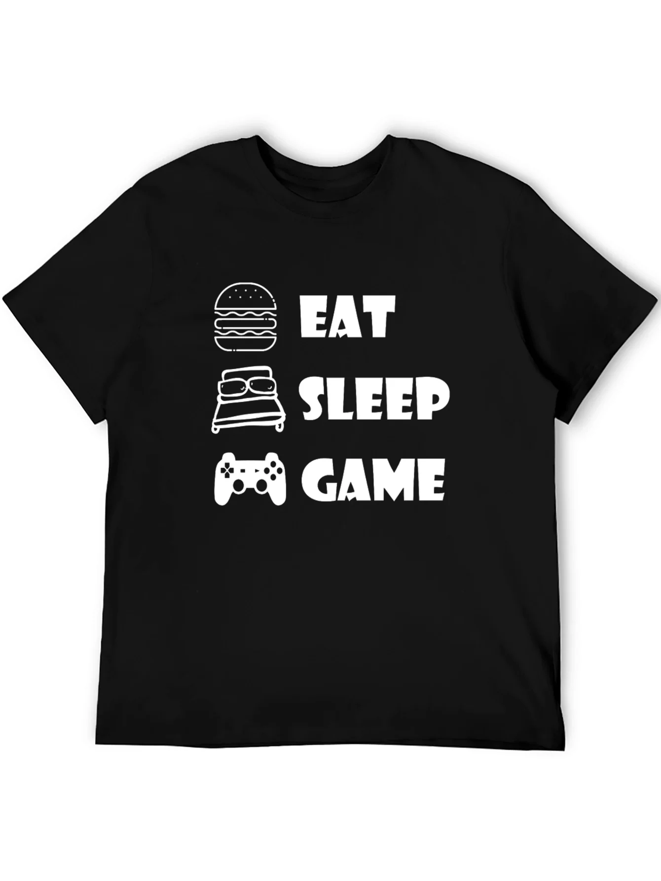 Eat Sleep Game Black Graphic T-Shirt