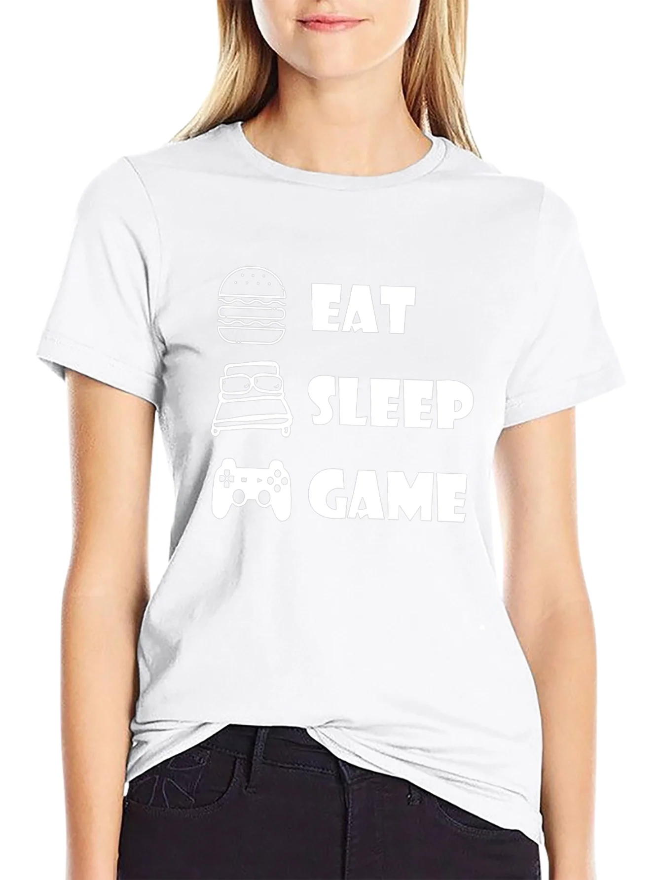 Eat Sleep Game Black Graphic T-Shirt
