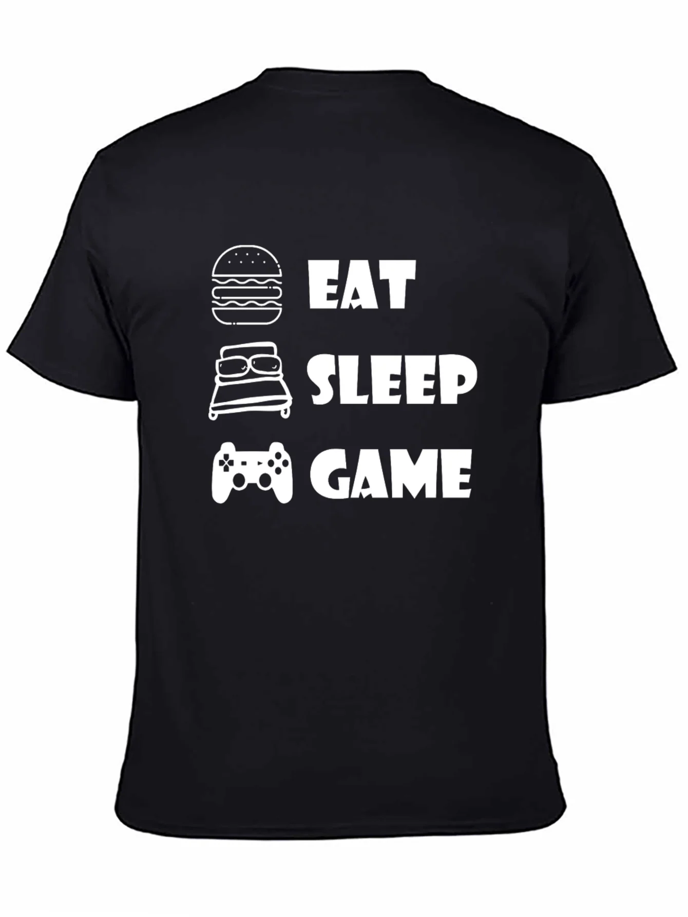 Eat Sleep Game Black Graphic T-Shirt