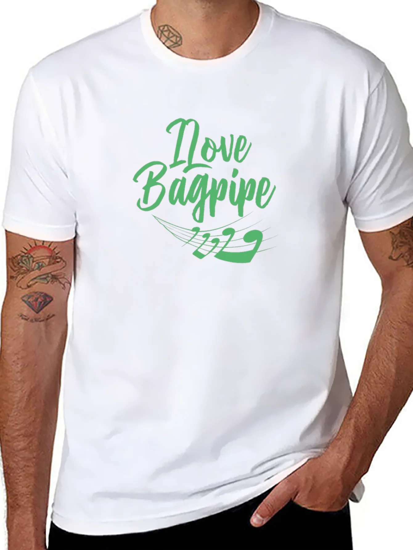 I Love Bagpipe Black T-Shirt - Unique Design
