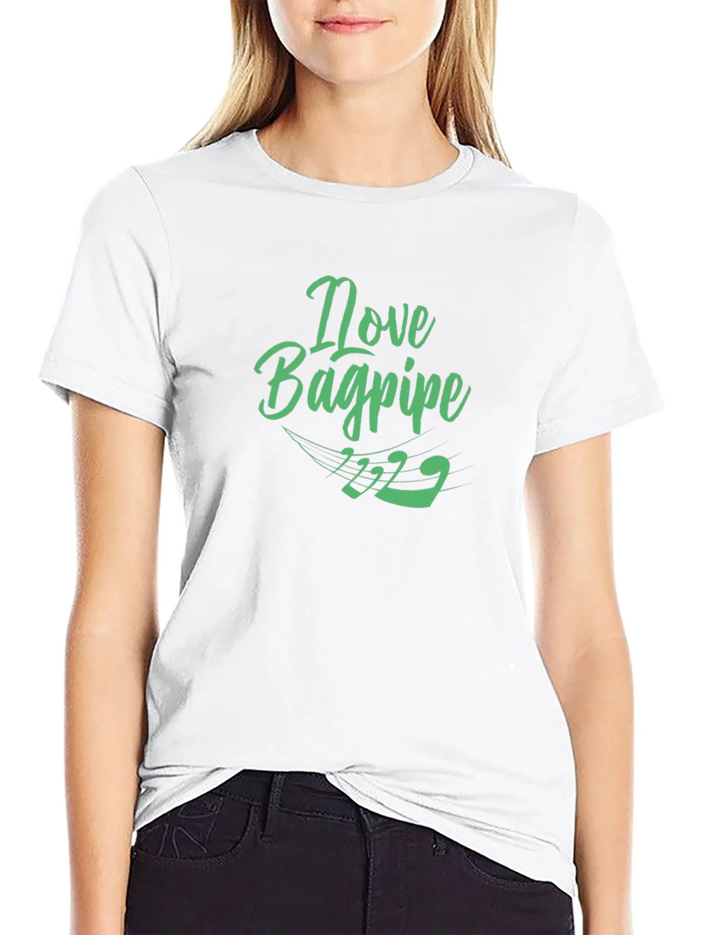 I Love Bagpipe Black T-Shirt - Unique Design