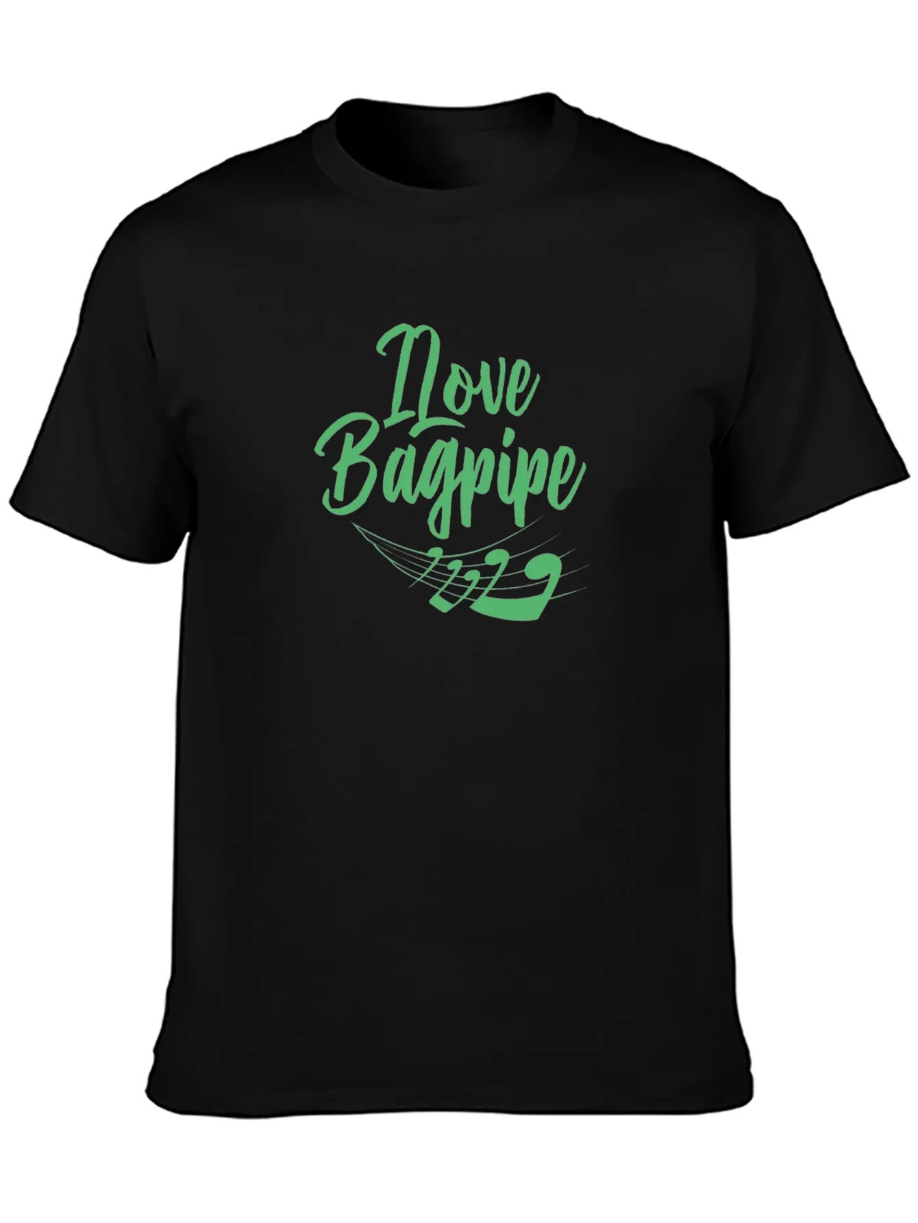 I Love Bagpipe Black T-Shirt - Unique Design
