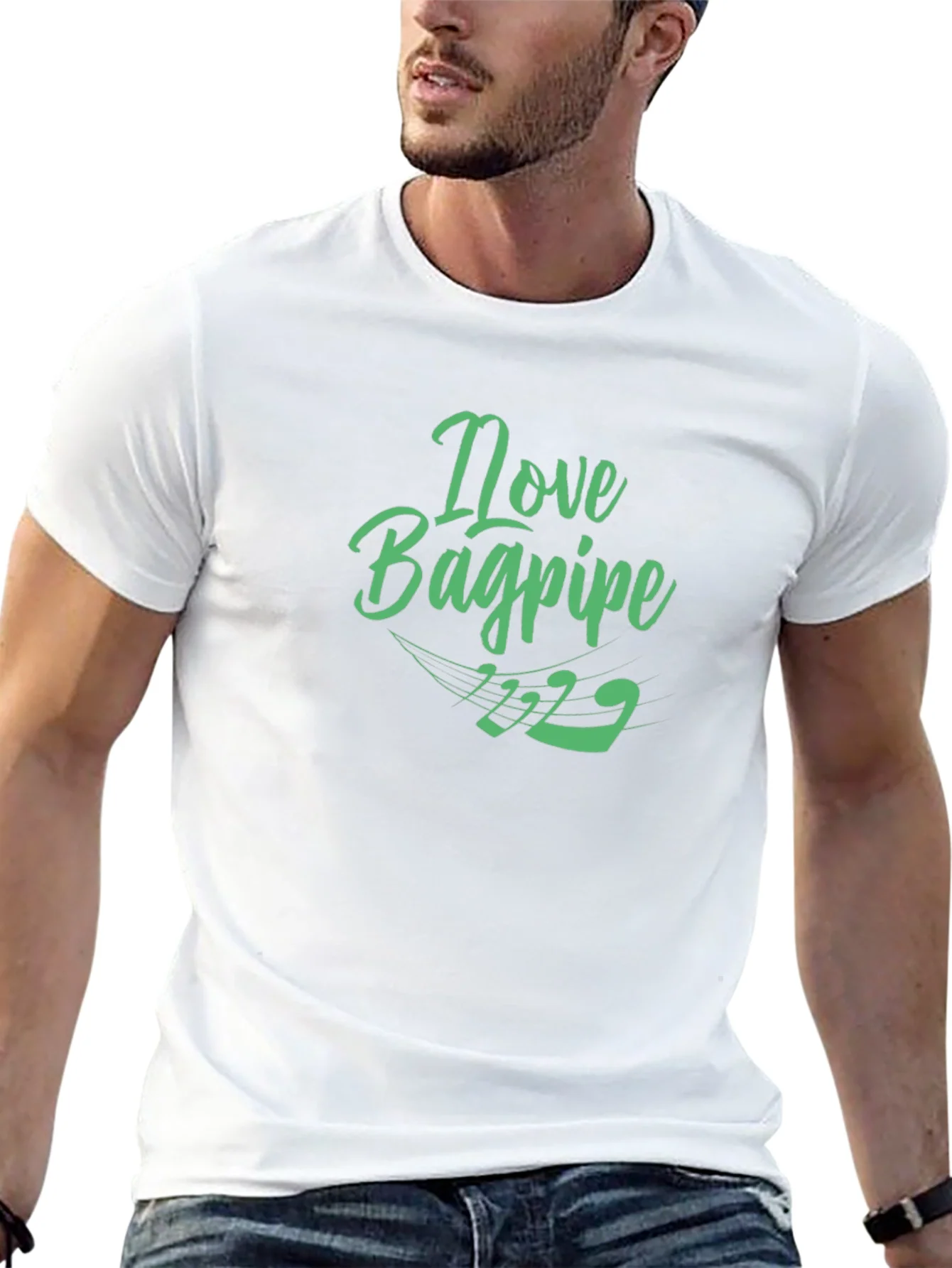 I Love Bagpipe Black T-Shirt - Unique Design