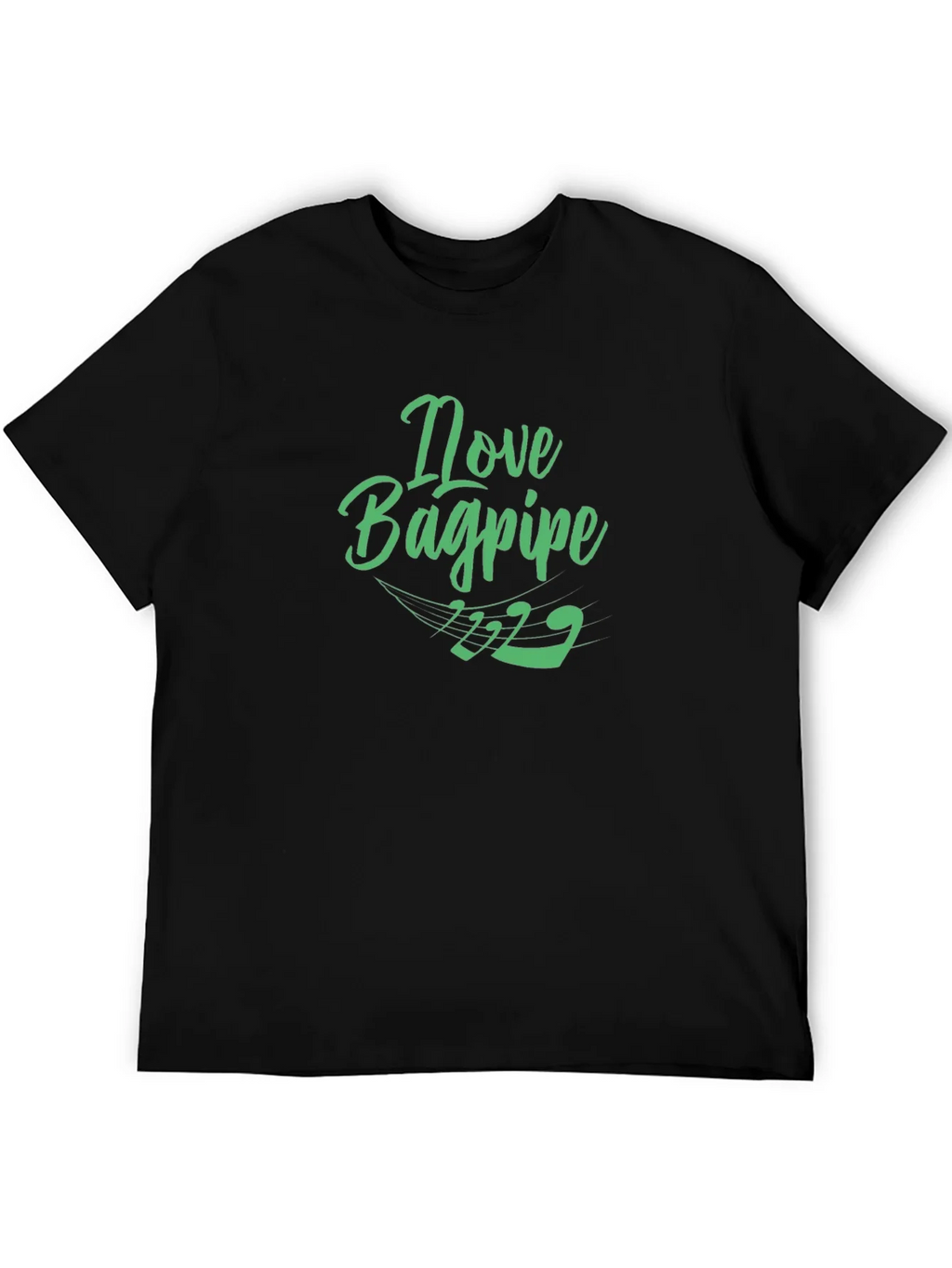 I Love Bagpipe Black T-Shirt - Unique Design