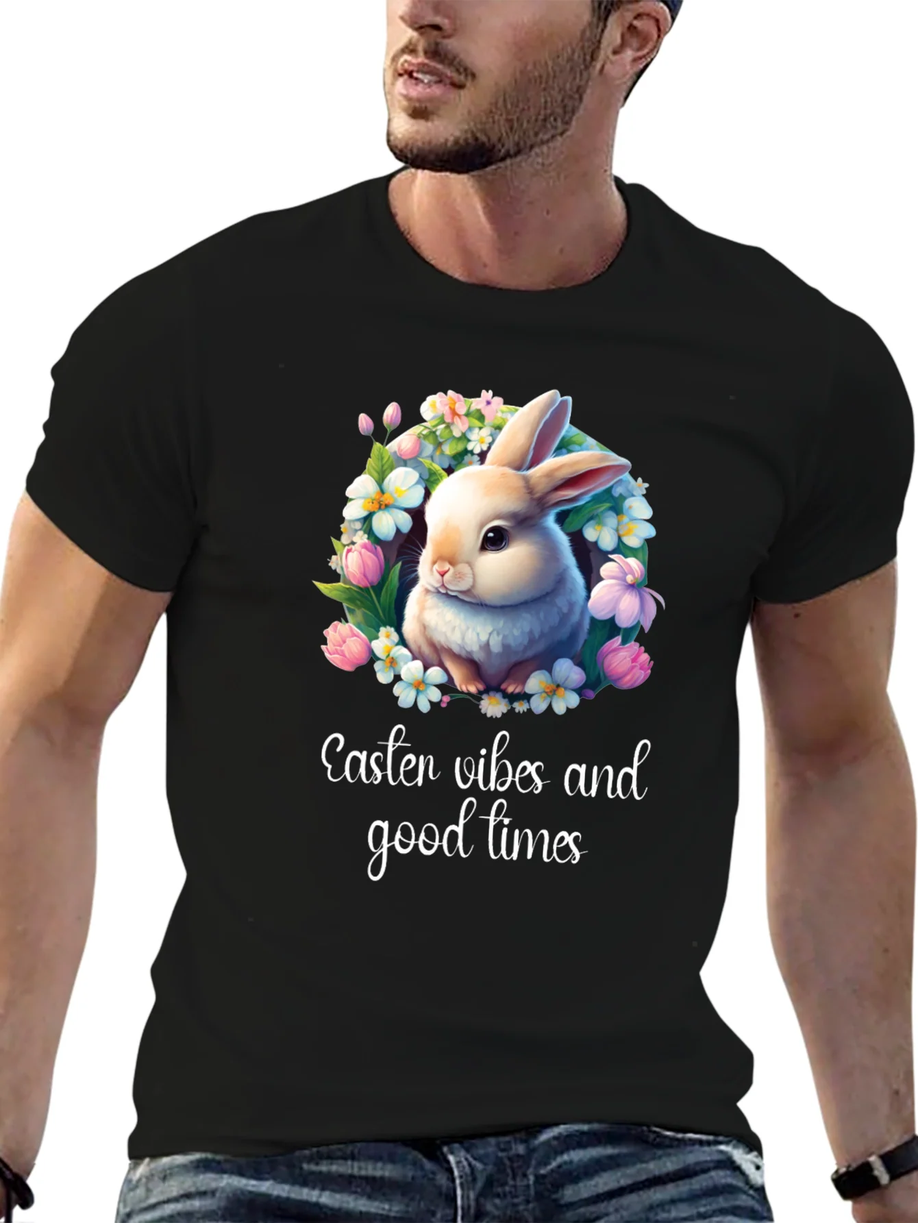 Easter Vibes Bunny Graphic T-Shirt