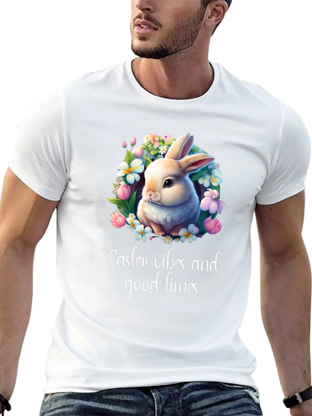Easter Vibes Bunny Graphic T-Shirt
