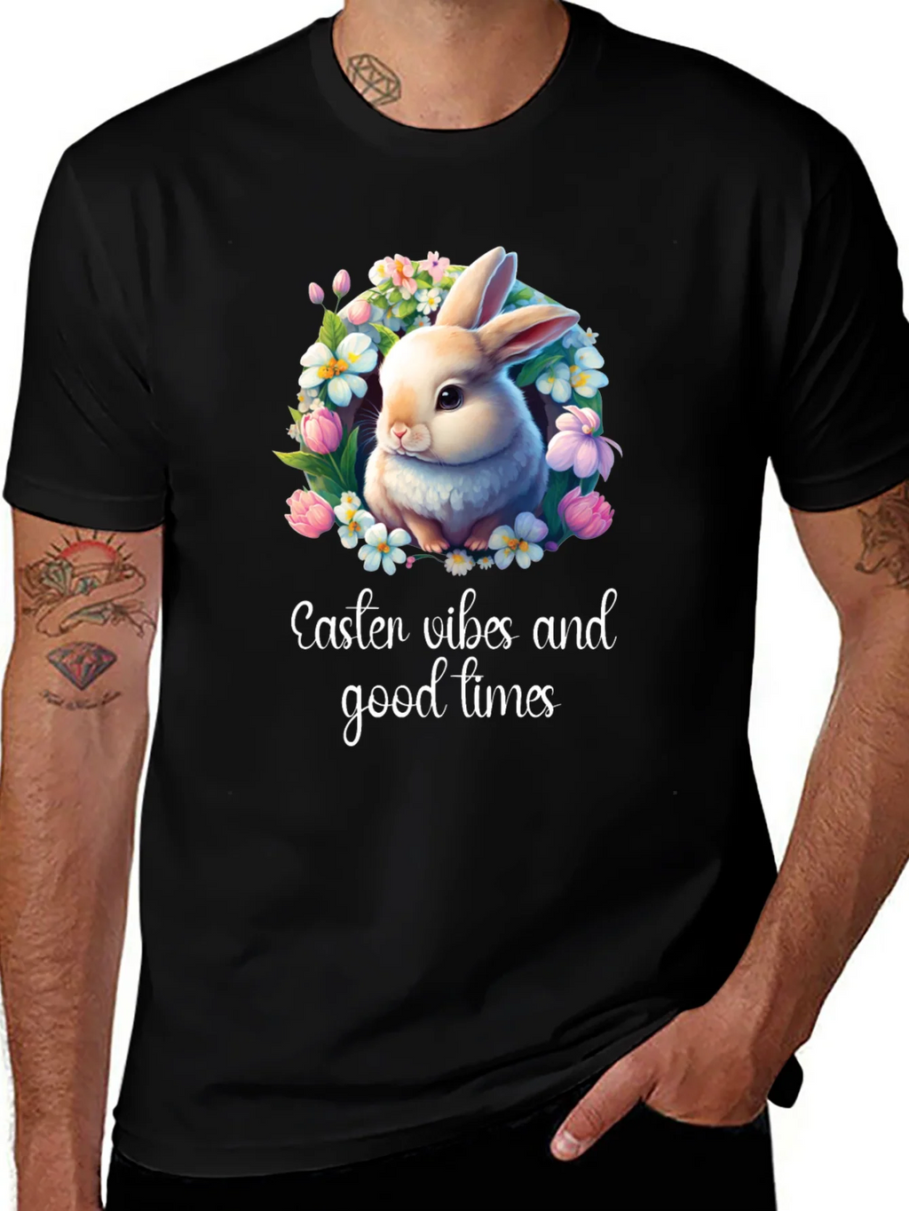 Easter Vibes Bunny Graphic T-Shirt