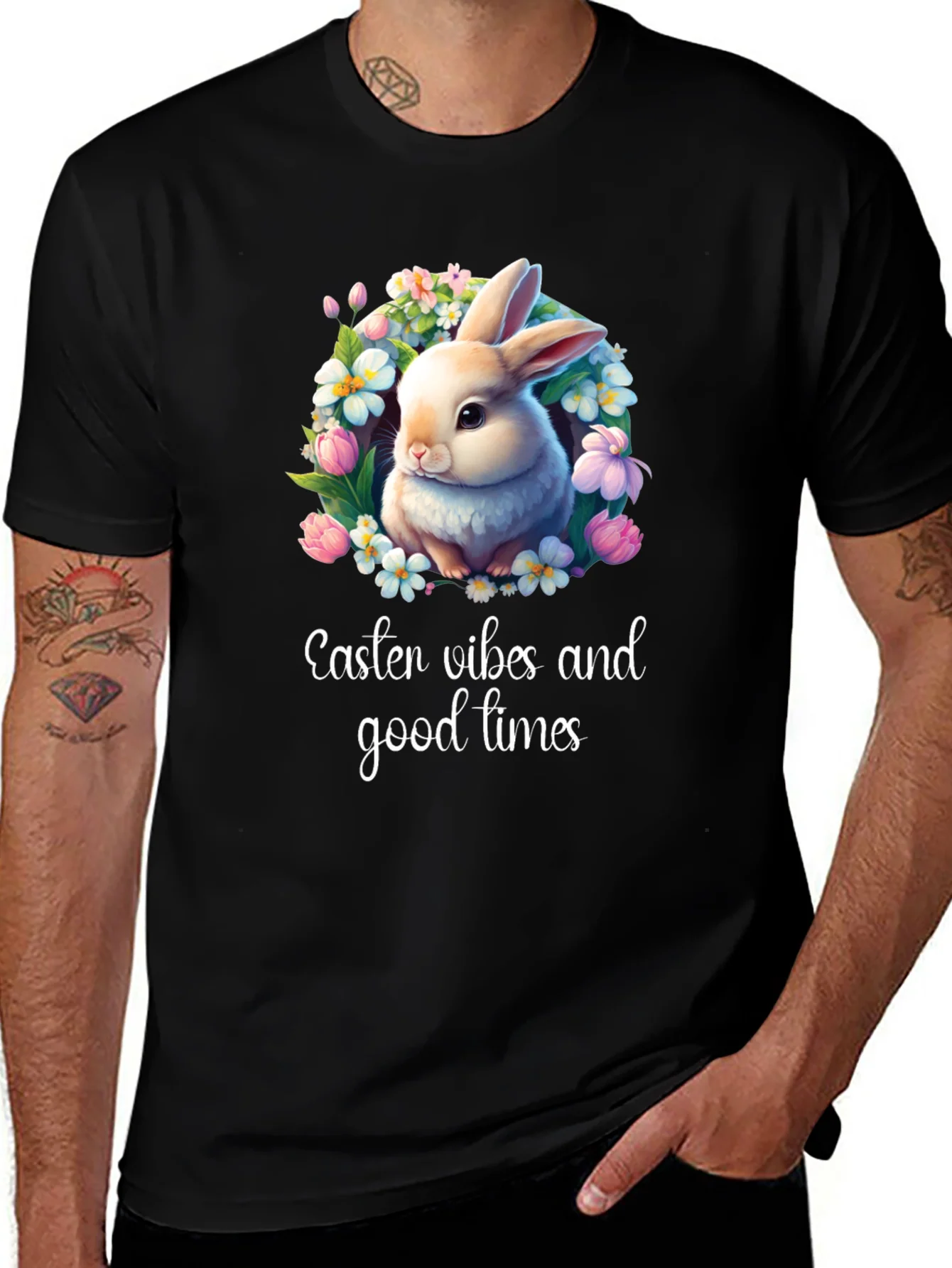 Easter Vibes Bunny Graphic T-Shirt