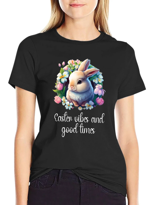 Easter Vibes Bunny Graphic T-Shirt