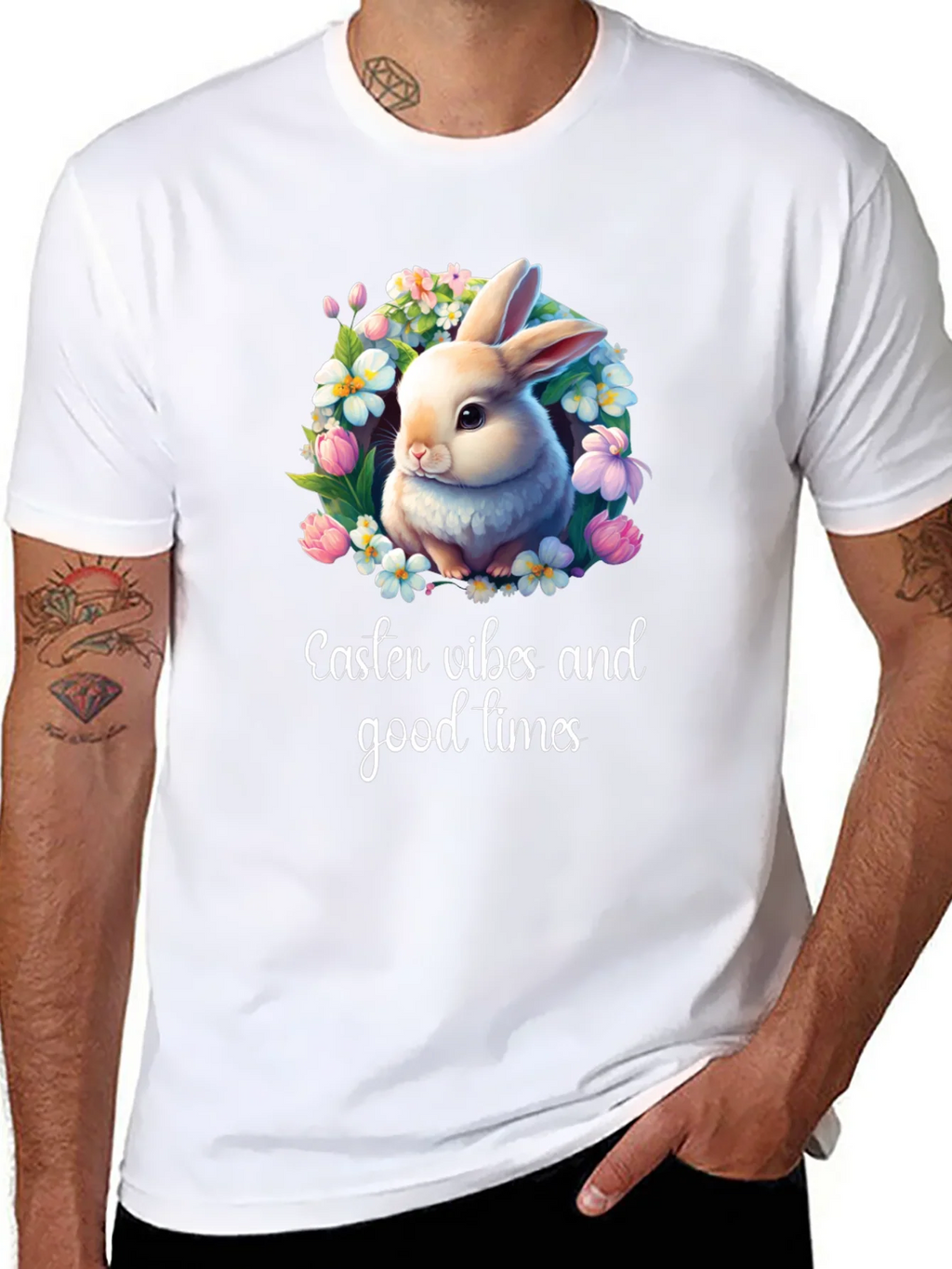 Easter Vibes Bunny Graphic T-Shirt
