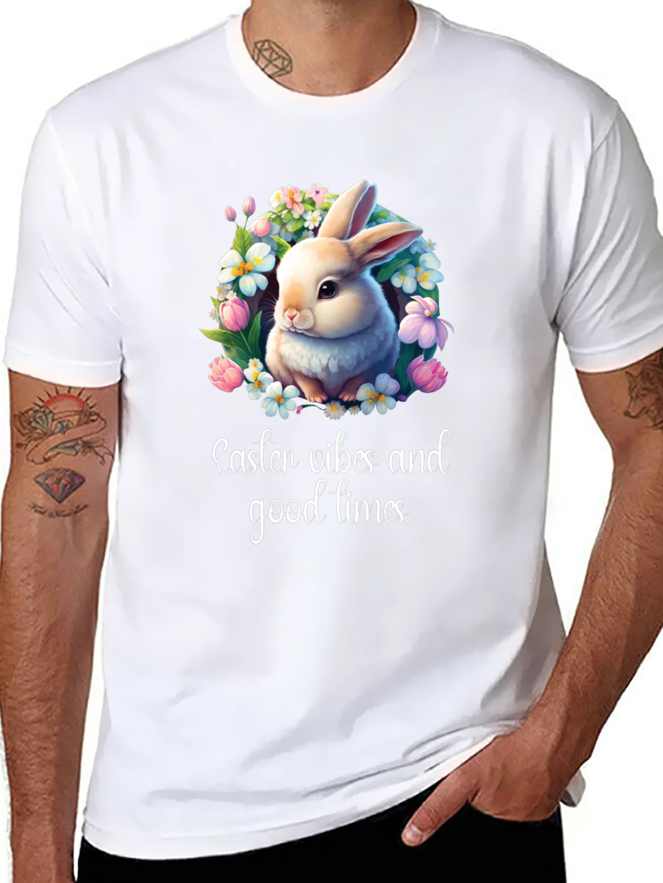 Easter Vibes Bunny Graphic T-Shirt