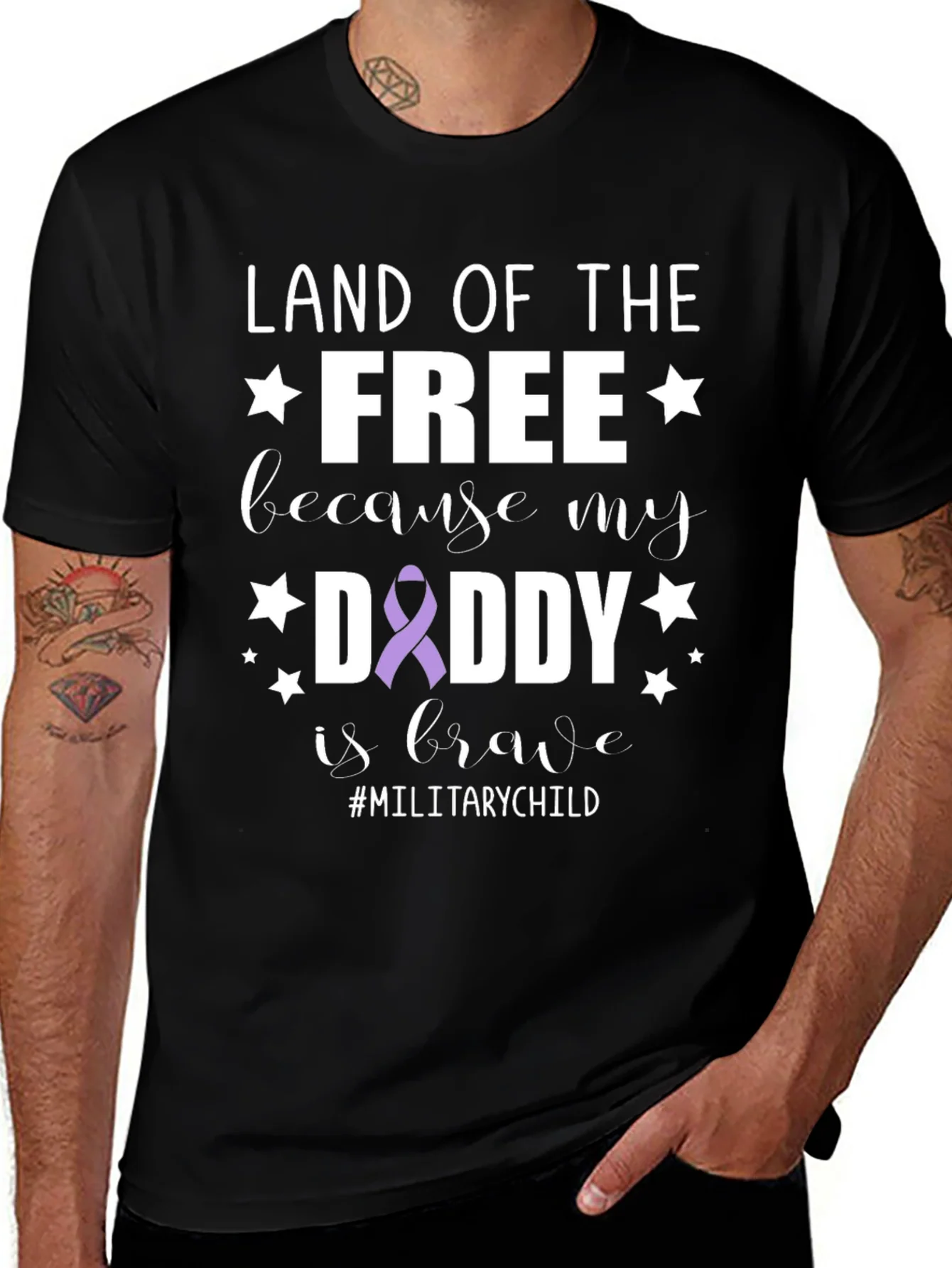 Land of the Free Daddy Military Child T-Shirt